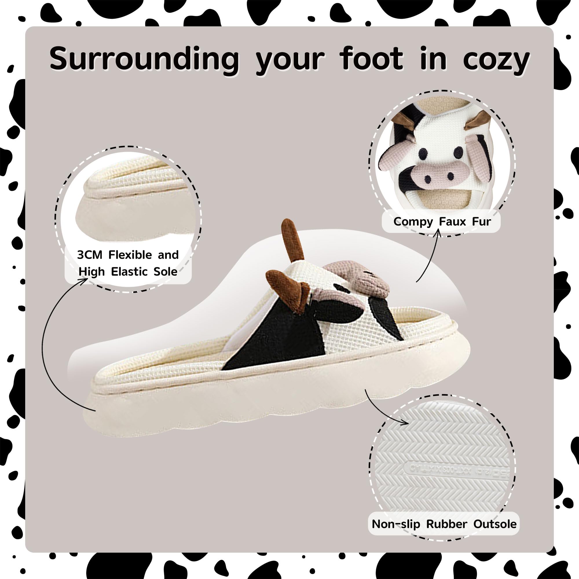 **Cozy Cow Slippers for Women & Men - Soft Cartoon Animal House Shoes for Indoor & Outdoor Use - Perfect Gift for Christmas, Birthday & Home Relaxation**