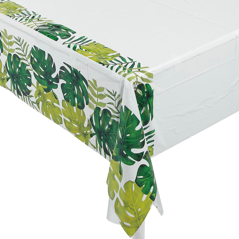 Fun Express Palm Leaf Table Cover - Eco-Friendly Party Supplies for Tropical & Beach Themed Events - 1 Piece - Perfect for Luaus, Summer Parties & Outdoor Decor