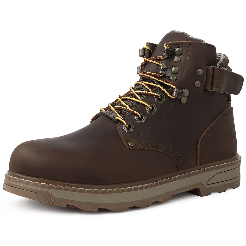 Men's Waterproof Hiking Boots with Wool Lining - Anti-Slip Outdoor Work Boots for Winter Trekking & Camping