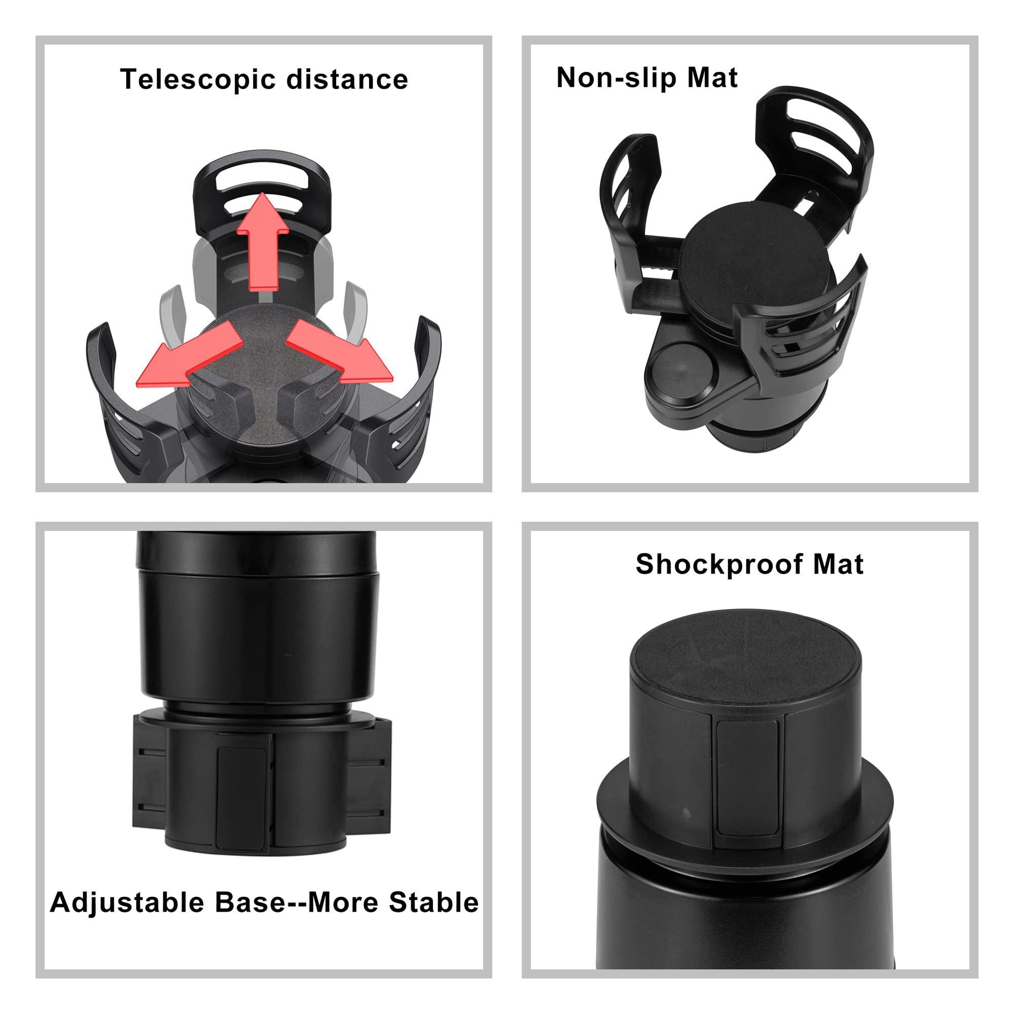 4 in 1 Car Cup Holder Extender - Multifunctional Car Organizer for Drinks, Bottles & Cups - Universal Vehicle Interior Accessories - Perfect for Road Trips, Commuting & Family Travel