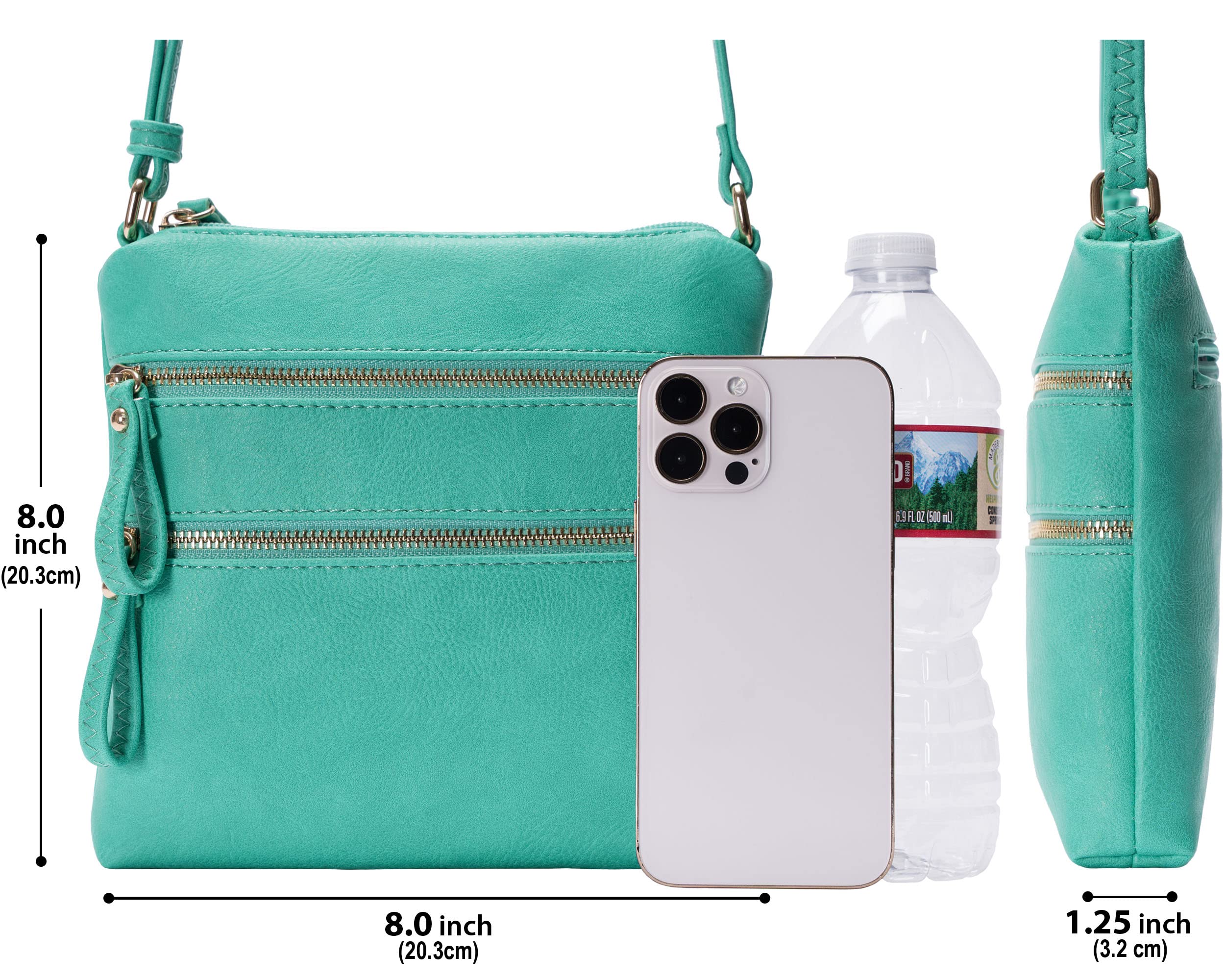 Solene Small Crossbody Bag with Multiple Zipper Pockets & Adjustable Strap - Lightweight Travel Purse, Everyday Messenger Pouch for Women - Perfect for Work, Shopping & Travel Accessories Organization