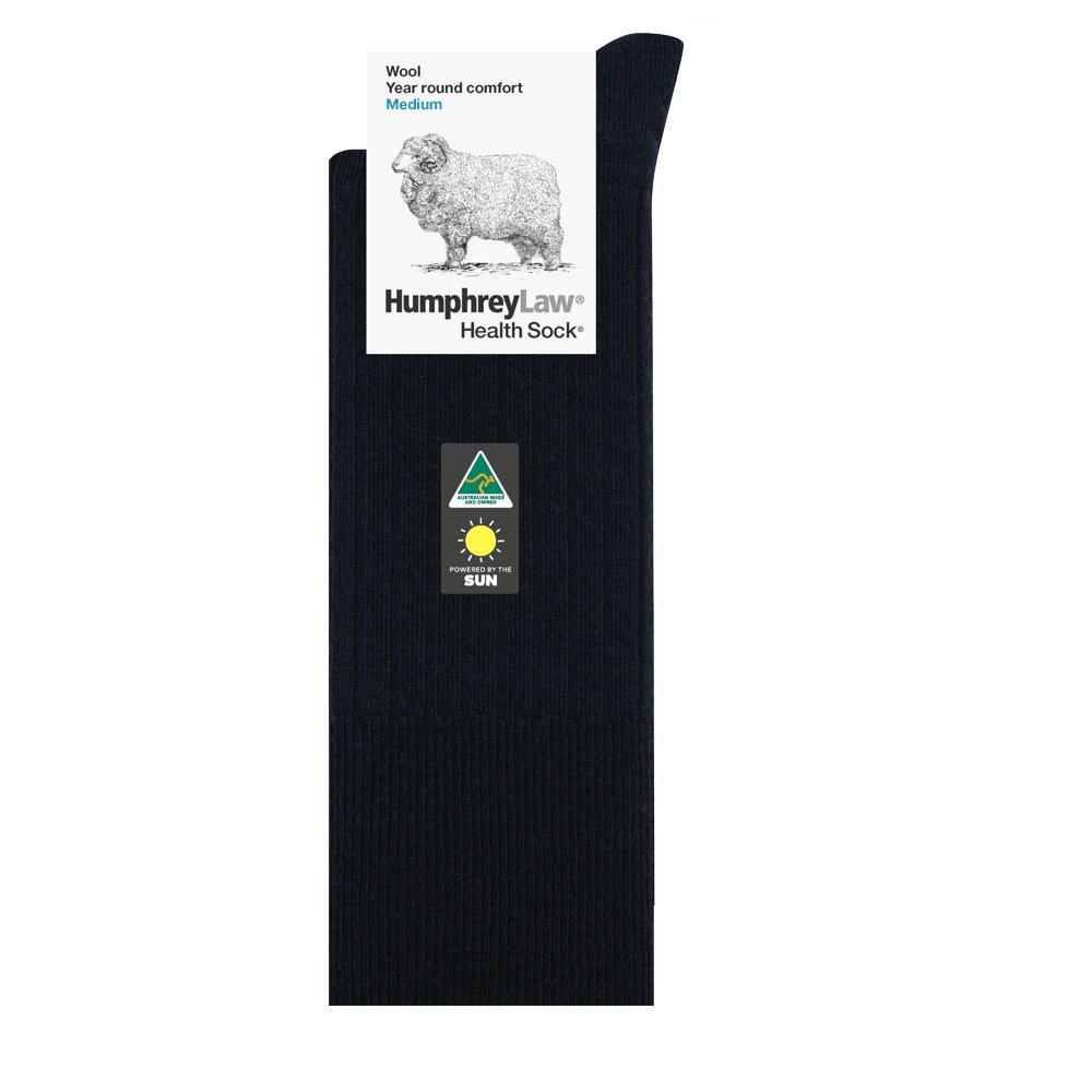 HUMPHREY LAW Wool Health Socks for Men & Women - Black - Therapeutic Support for Circulation, Comfort & Warmth - Perfect for Diabetics, Arthritis & Cold Weather