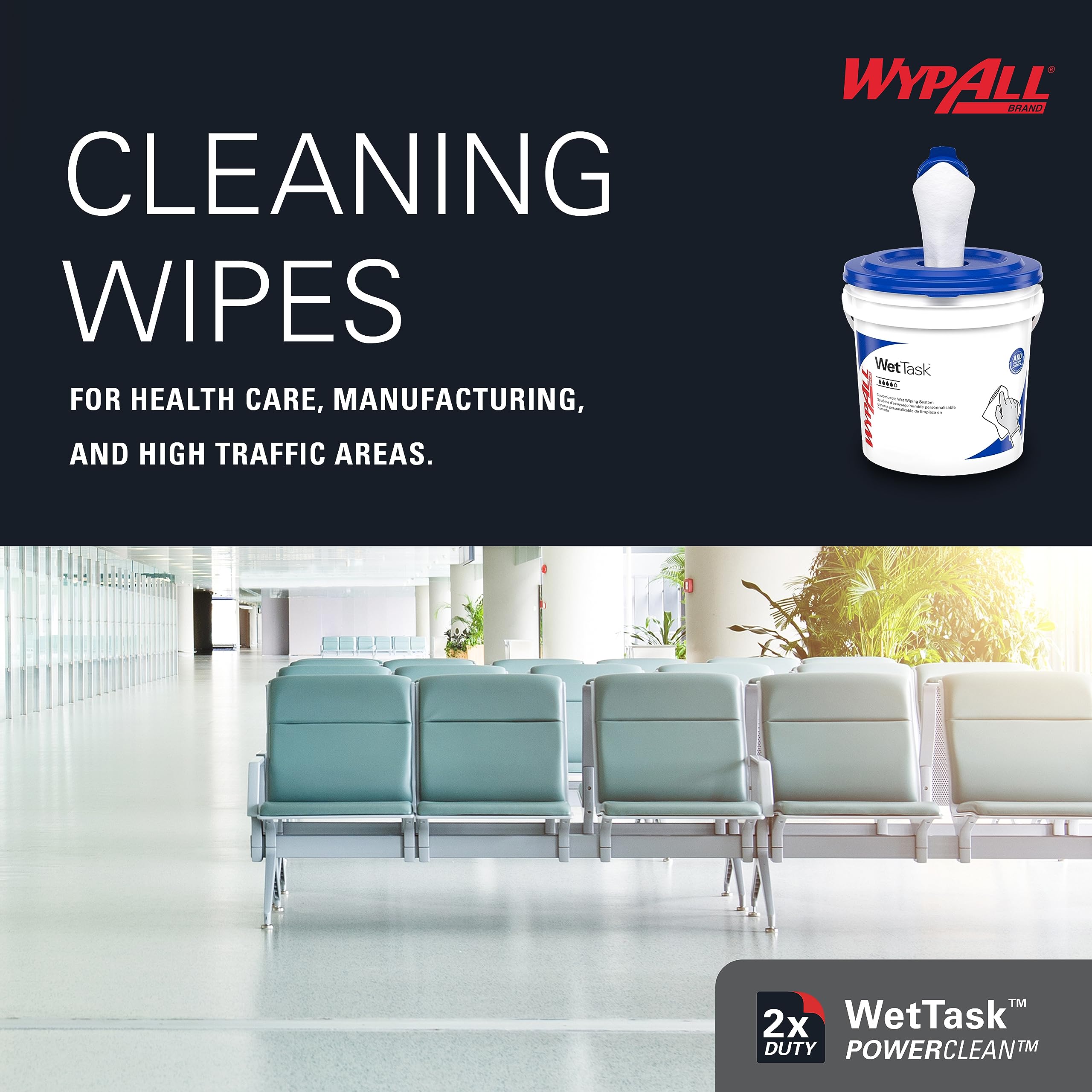 WypAll PowerClean Solvent-Resistant WetTask Wipes - 275 Sheets/Roll, 2 Rolls (550 Total) - Heavy-Duty Industrial Cleaning for Solvents, Oils & Grease - Ideal for Automotive, Manufacturing & Workshop Use