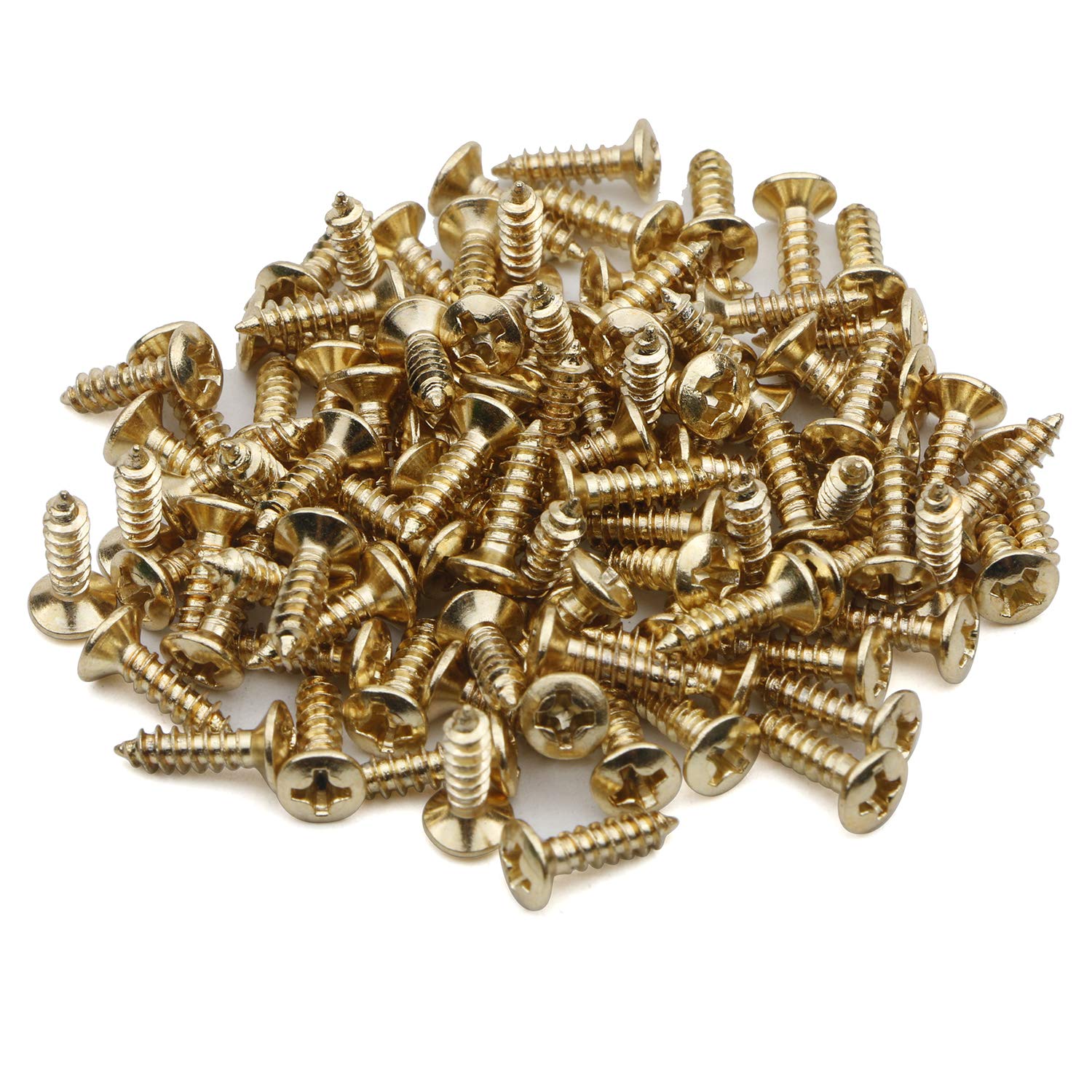 100-Pack Gold Guitar Bass Pickguard Screws for ST TL SG LP Guitars - Perfect for Replacement & DIY Guitar Repair Projects