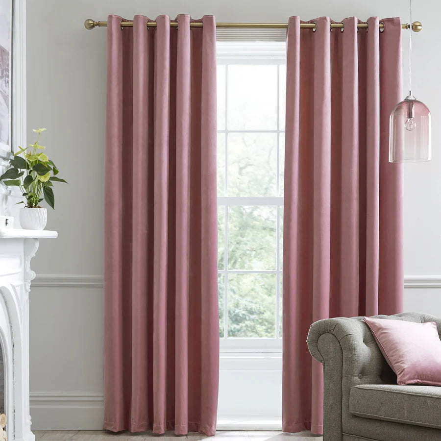 Laurence Llewelyn Bowen Montrose Eyelet Curtains in Blush - Elegant Sheer Window Drapes for Living Room & Bedroom Decor