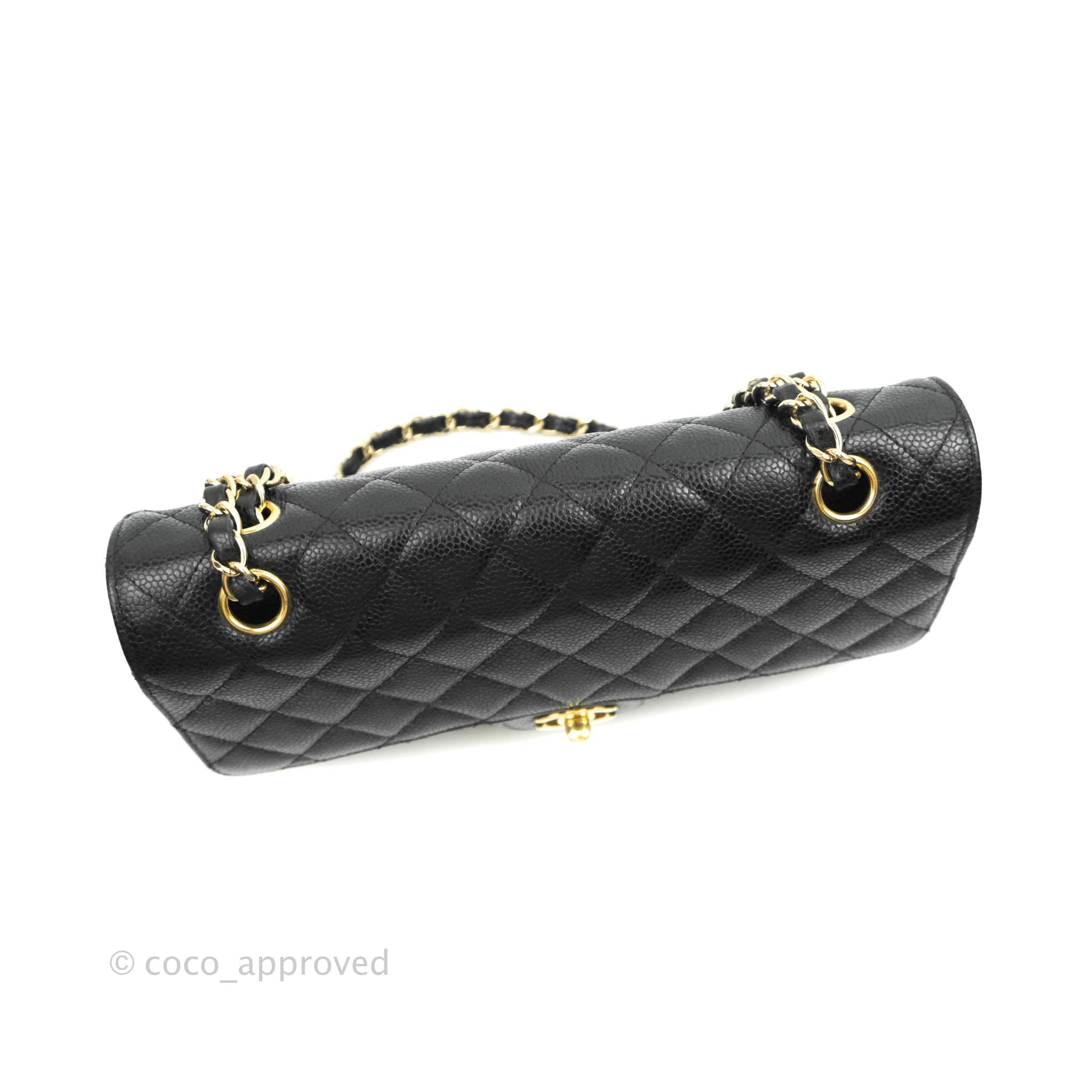 Chanel Classic M/L Medium Double Flap Bag in Black Caviar Leather with 24K Gold Hardware - Perfect for Luxury Fashion & Evening Events