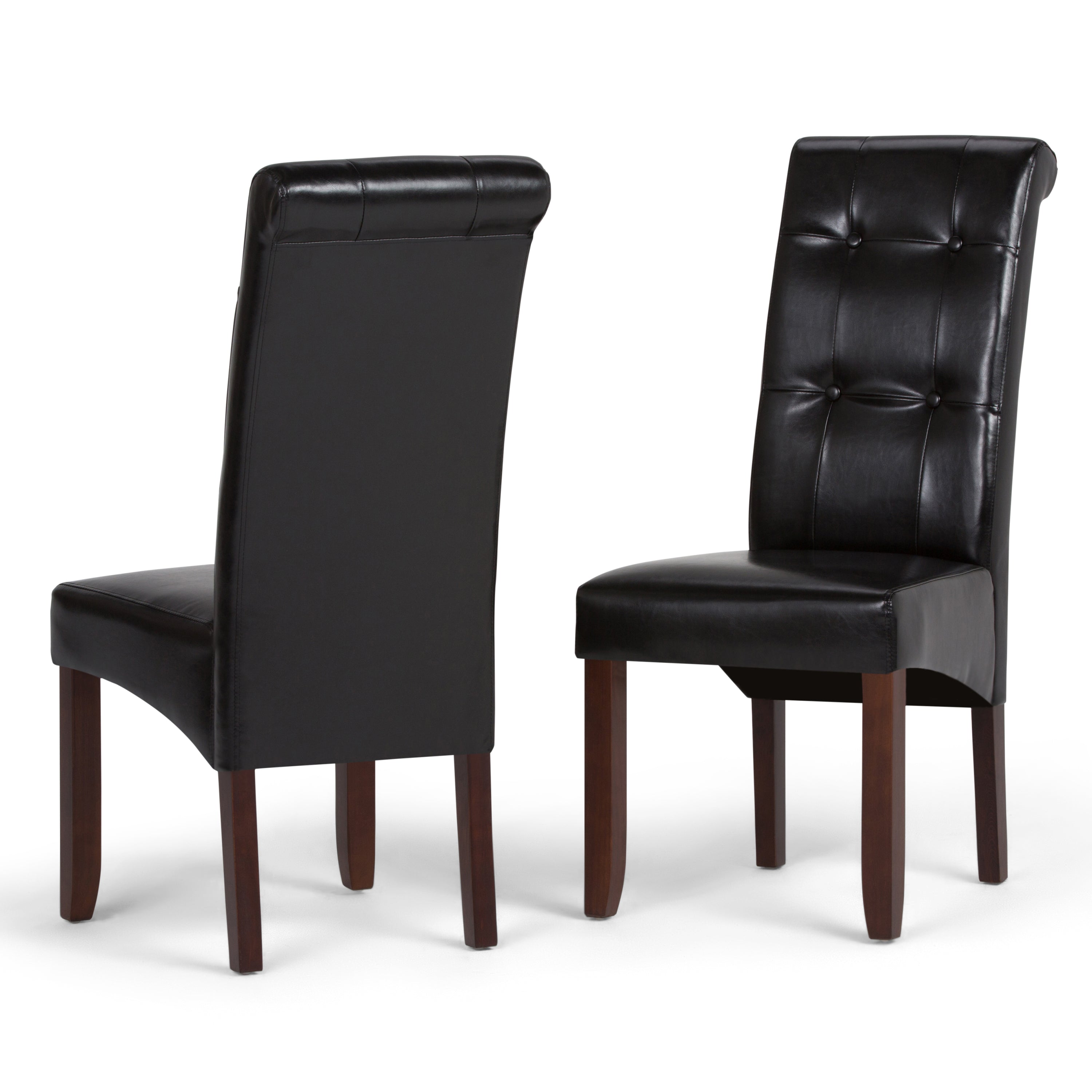 Premium Cosmopolitan Deluxe Tufted Parson Chairs (Set of 2) in Midnight Black - Perfect for Dining Room, Living Room & Home Office Decor