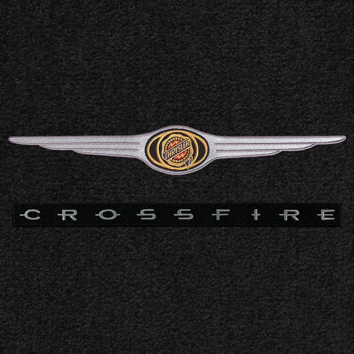 Premium Custom-Fit Carpeted Floor Mats for 2004-2008 Chrysler Crossfire Coupe - Double Logo Luxury Car Floor Liners (Charcoal, 2-Piece Front Set) - Perfect for Daily Commuting & Road Trips
