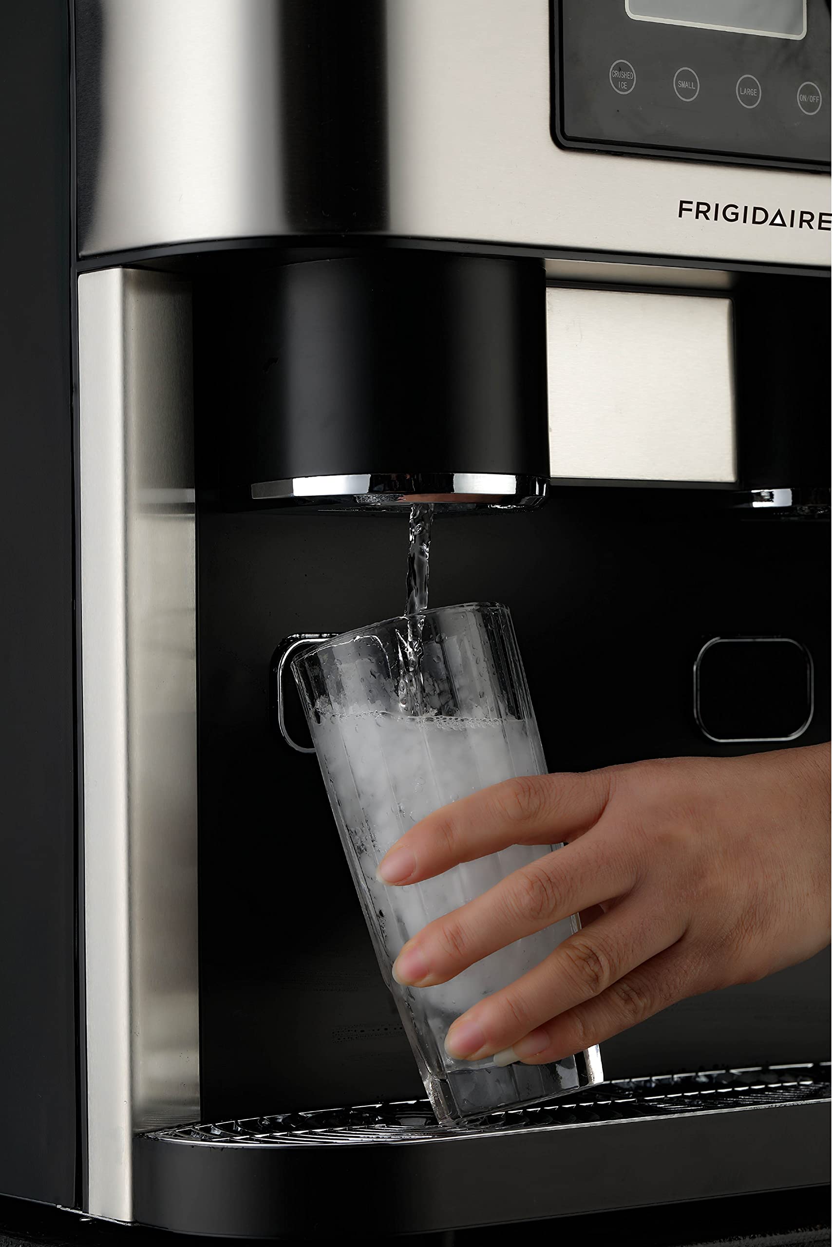 Frigidaire EFIC245-SS 3-in-1 Countertop Ice Maker & Crusher - 33 lbs/24H, Dual Function (Crunchy Nugget & Cube Ice), Built-in Water Dispenser - Perfect for Home Bars, Parties, and Office Use