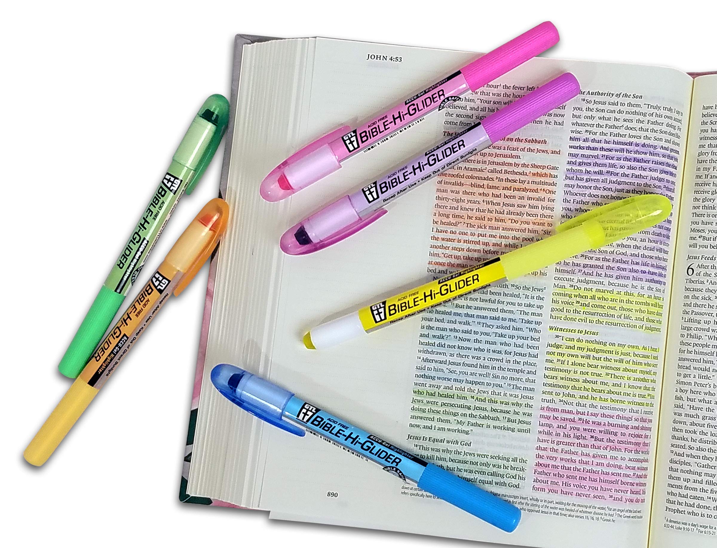 G.T. Luscombe Deluxe No Bleed Bible Study Kit with Accu-Gel Highlighter & Pigma Micron Pens (01 Fine & 05 Medium) - Perfect for Scripture Marking, Note Taking & Devotional Study | New Packaging