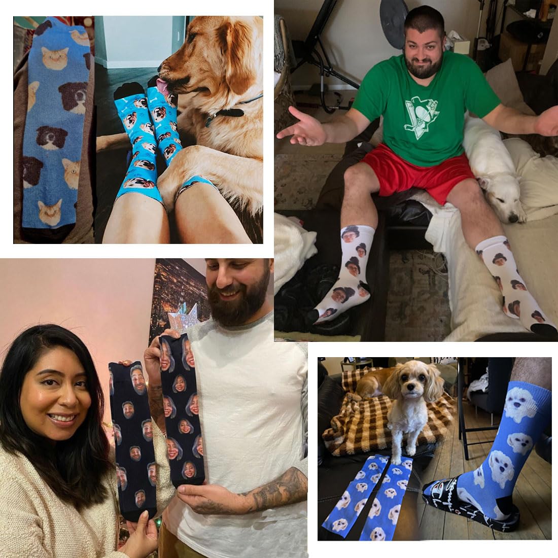 ShineSand Custom Pet Lovers Face Socks - Personalized Dog Cat Socks for Women & Men - Unique Gift for Animal Lovers - Perfect for Holidays, Birthdays & Matching Couple Outfits