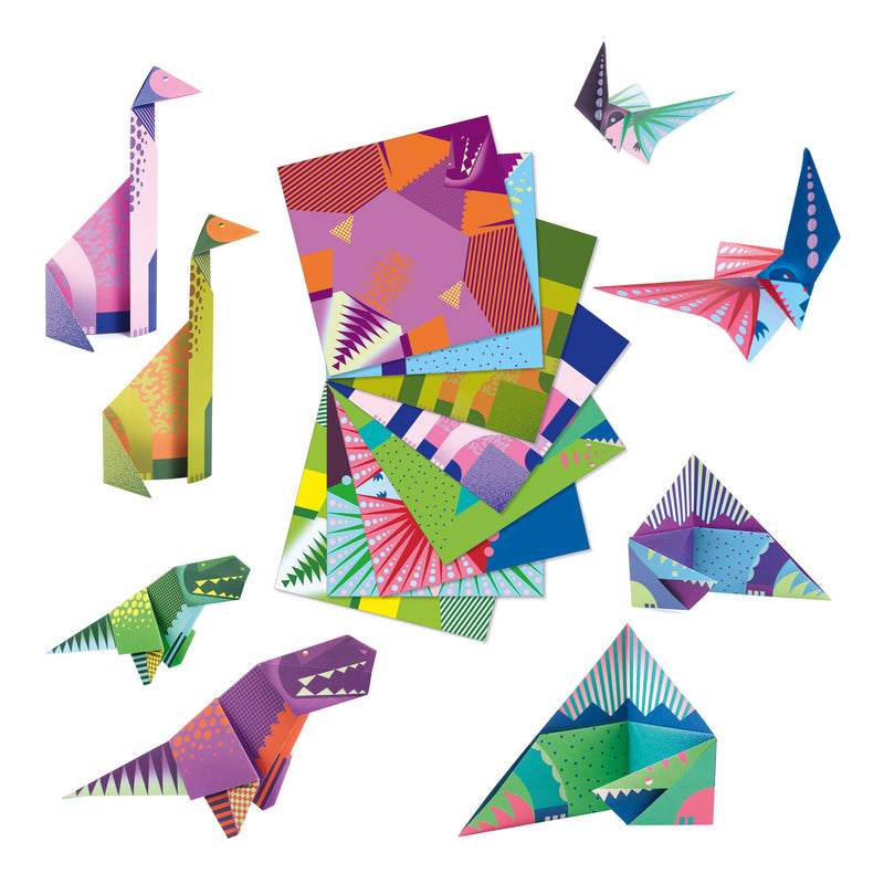 Best Origami Dinosaur Kit for Kids - Creative DIY Paper Craft Set by Djeco - Fun Educational Activity for Birthday Parties & Classroom Projects