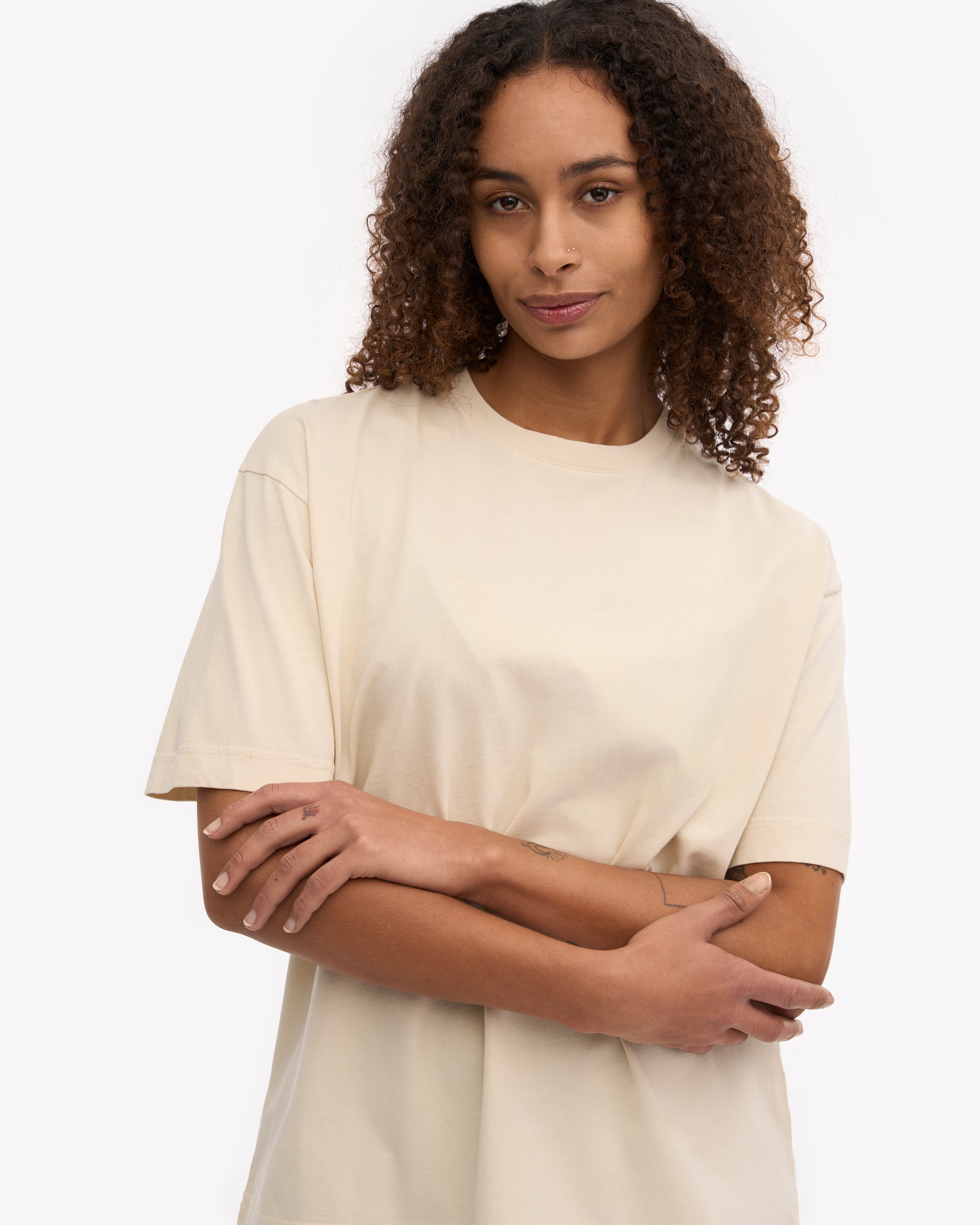 Oversized Organic Cotton T-Shirt for Women - Soft Ivory White Tee - Casual Loungewear & Streetwear Outfits
