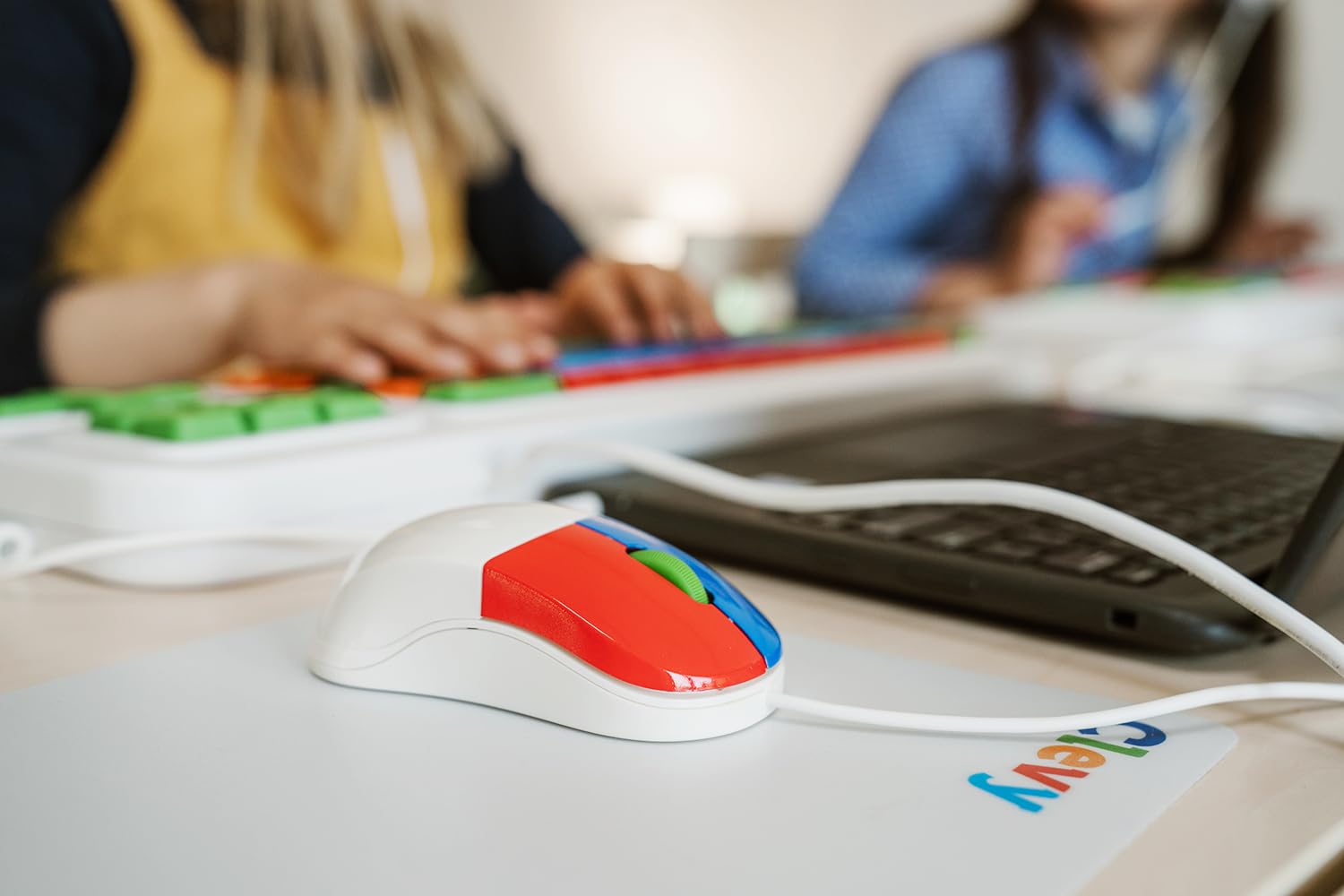 Clevy Kids Mouse - Colorful Ergonomic USB Computer Mouse for Children - Wired PC & Laptop Mouse Compatible with Windows, Mac OS, Chromebook - Perfect for School, Home & Online Learning (10-Pack)