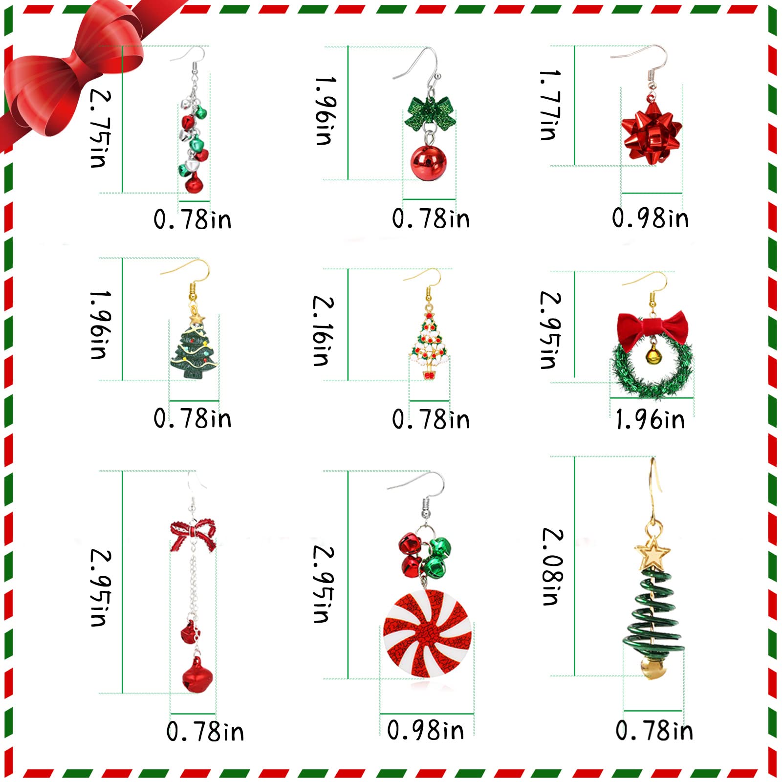 Festive Christmas Earrings for Women - Elegant Christmas Tree, Snowflakes, Candy Cane, Penguin & Gingerbread Dangle Earrings | Perfect Holiday Party Jewelry & Stocking Stuffers Gift for Her