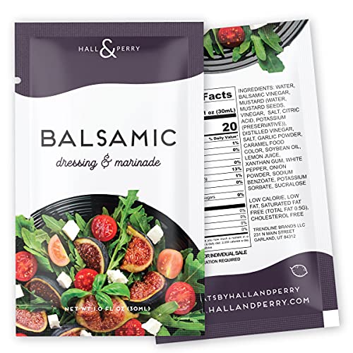 Hall & Perry Low Calorie, Low Fat, Keto Friendly Salad Dressing - Balsamic Vinegar Flavor - 12 Pack (1 oz Each) | Perfect for Salads, Meal Prep & On-the-Go Healthy Eating