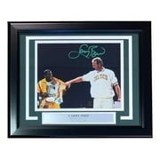 Larry Bird Autographed Framed 8x10 Photo with Celtics Jersey - Signed Memorabilia with Magic Johnson & JSA COA - Perfect for Sports Collectors and Celtics Fans Display
