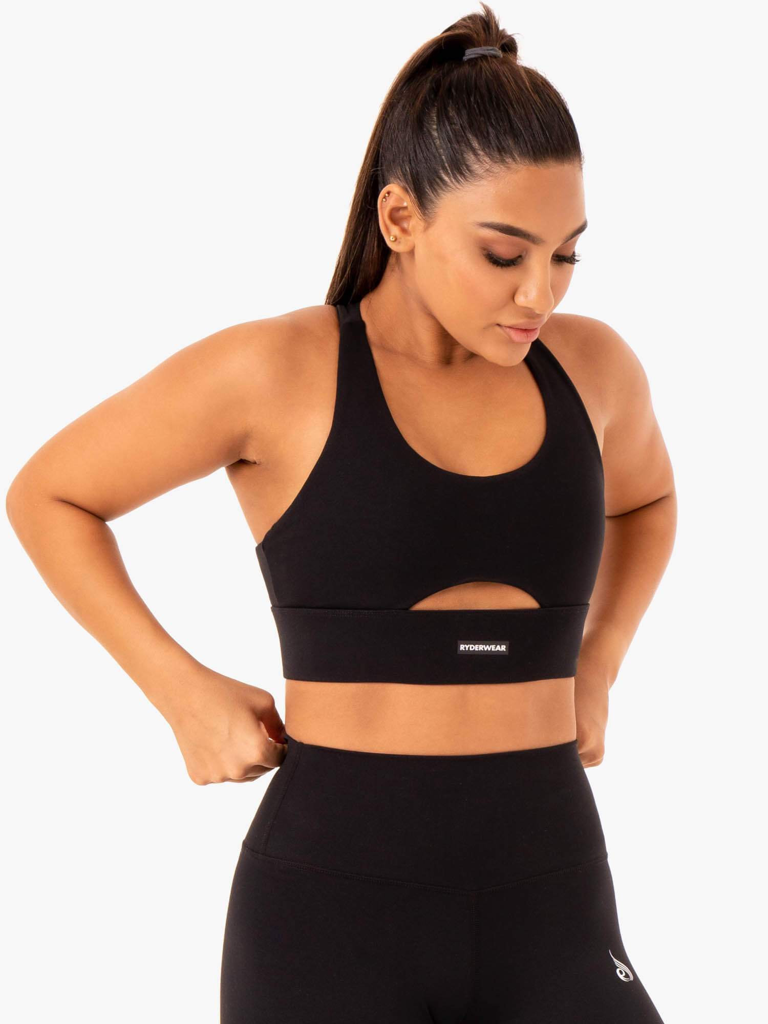 High Support Racerback Sports Bra for Women - Breathable & Moisture-Wicking Workout Top - Black - Perfect for Yoga, Running & Gym Training