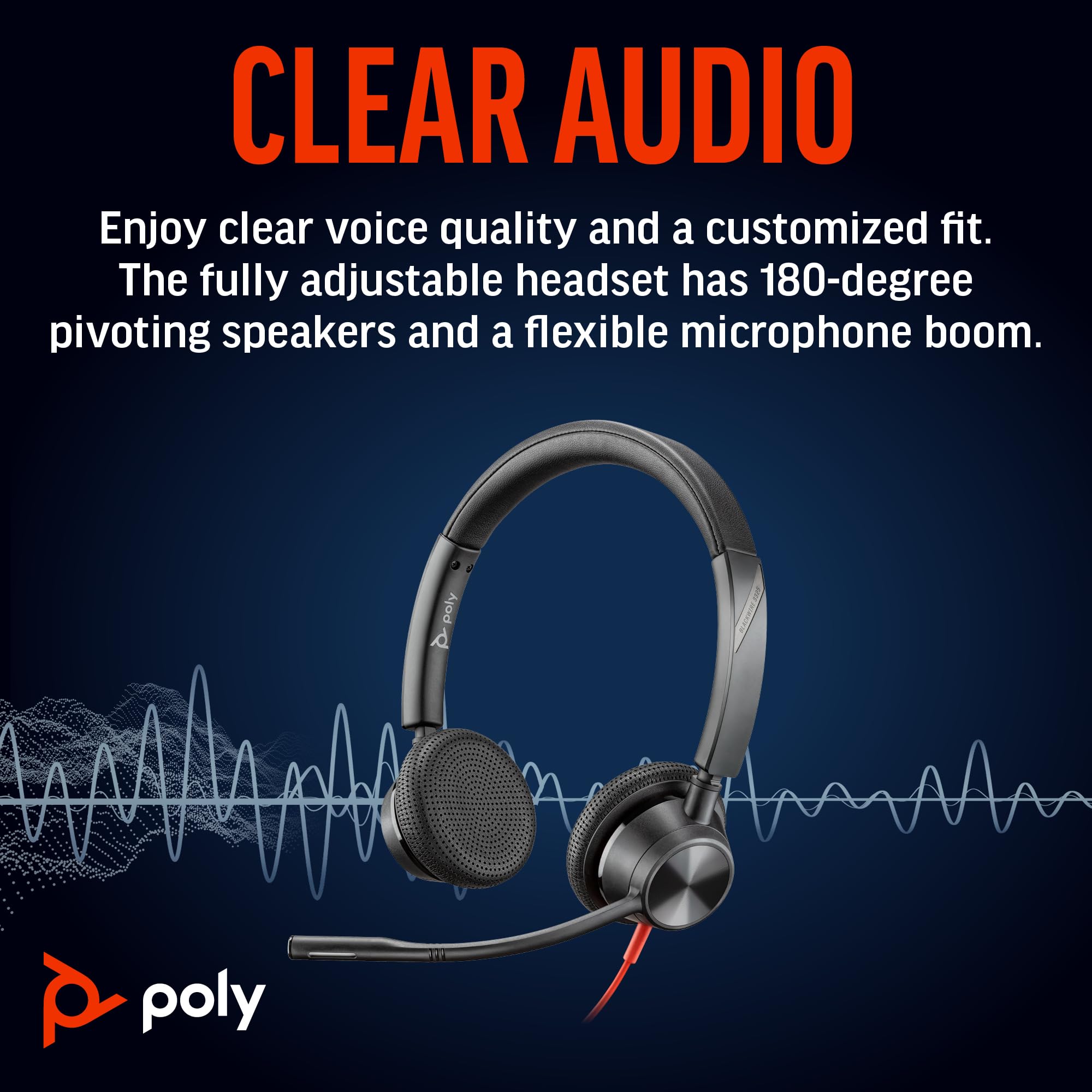Poly Blackwire 3325 Wired Headset with Flexible Microphone Boom | Hi-Fi Stereo Sound | Compatible with PC, Mac & Mobile | Microsoft Teams Certified | Amazon Exclusive | Perfect for Remote Work, Online Meetings & Gaming