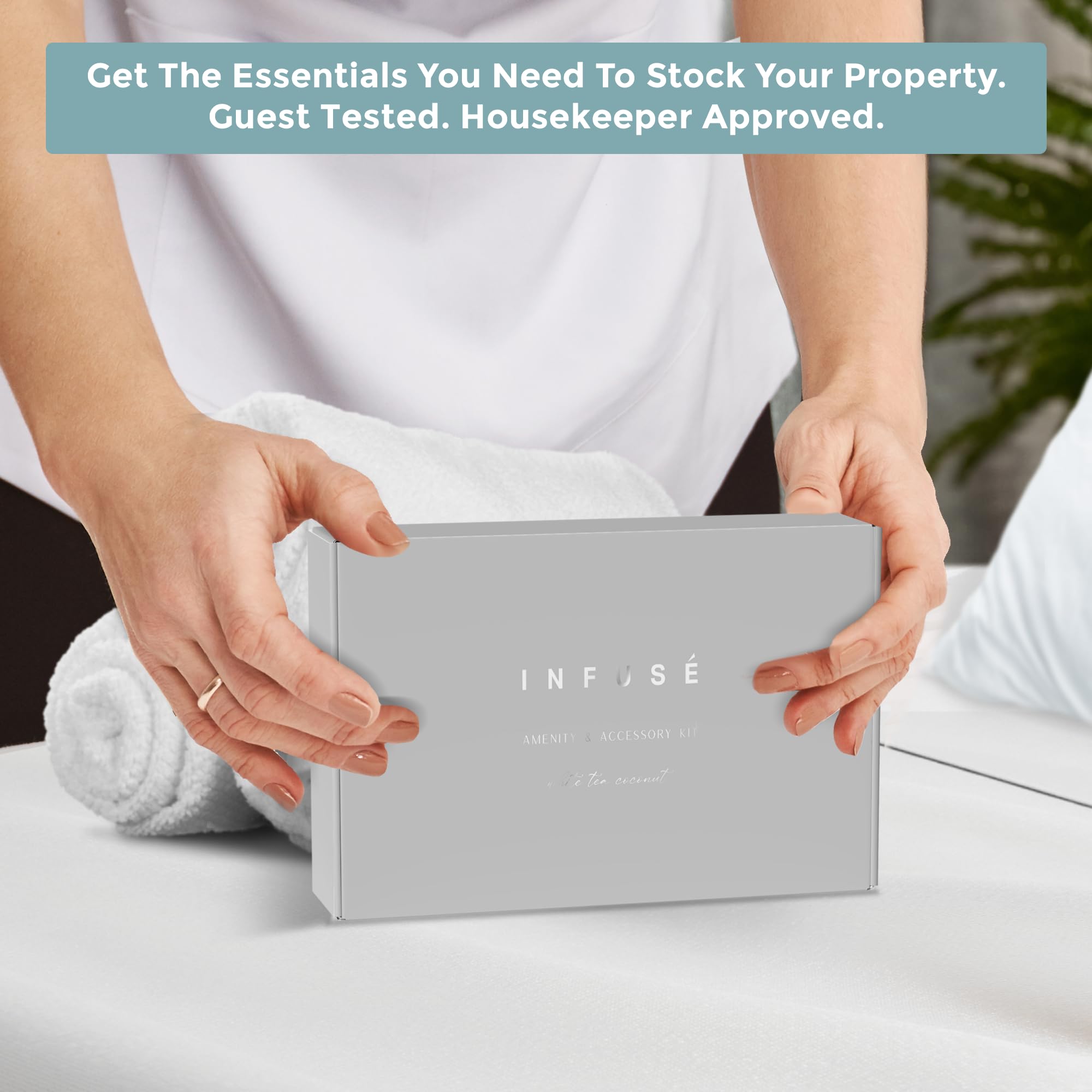 Infuse Amenity Kit - Bulk Hotel Toiletries Set (1 oz Shampoo, Conditioner, Lotion, Body Wash & Bar Soap) - 15 Sets/Case for Hospitality, Vacation Rentals & Guest Amenities - Perfect for Hotels, Resorts, Airbnbs & Travel Essentials