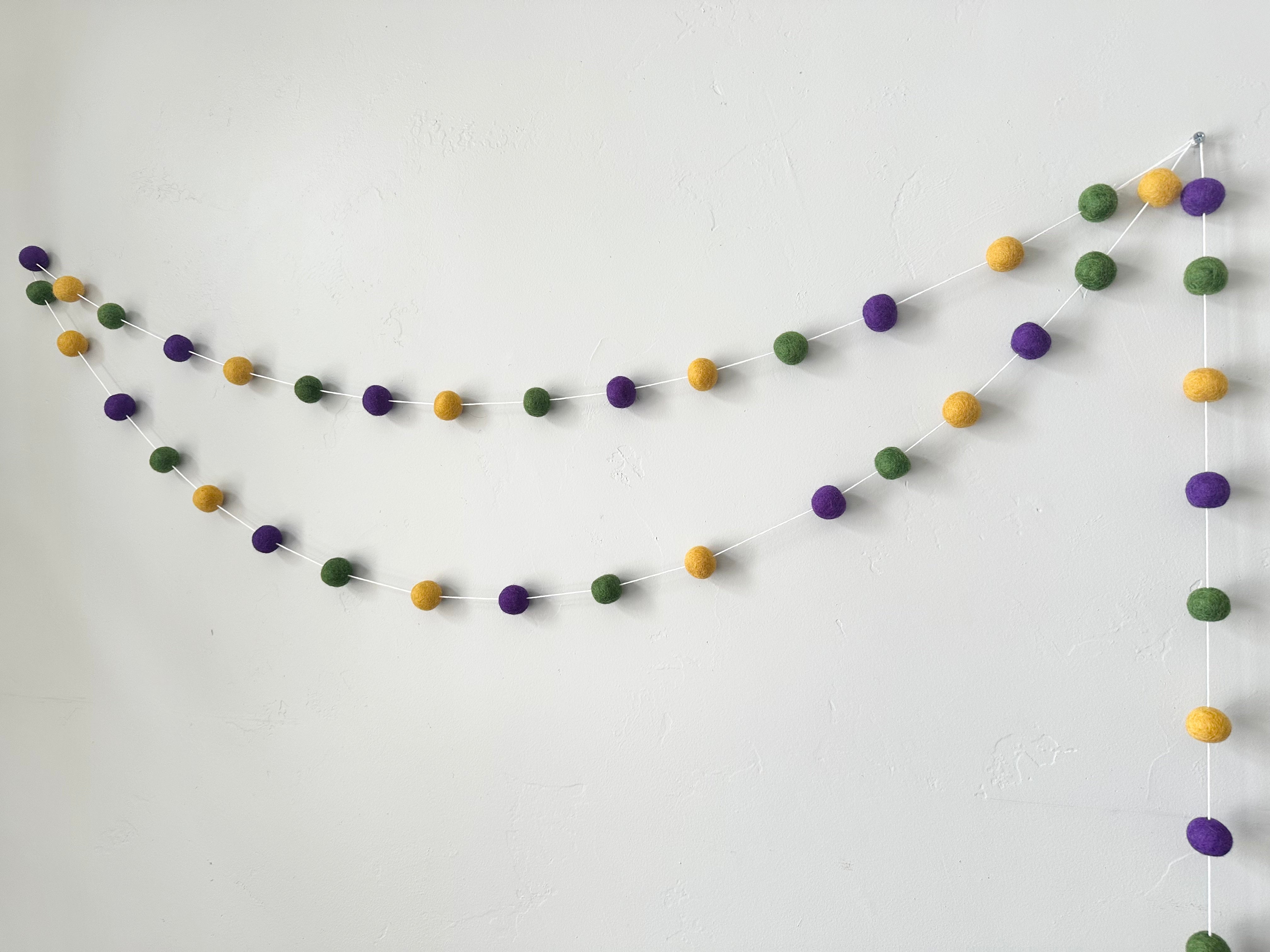 Regal Mardi Gras Beaded Garland - Purple Gold & Green Party Decorations for Festive Celebrations, Home Decor & Carnival Events