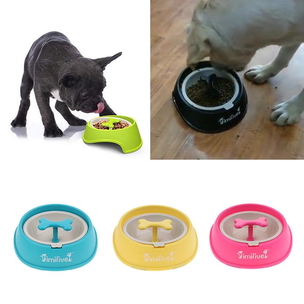 MYADDICTION Rotating Slow Feeder Dog Bowl - Interactive Puzzle Feeder for Puppies & Cats - Non-Slip Pet Food Dish (Yellow) - Perfect for Mealtime Enrichment and Preventing Bloat in Dogs