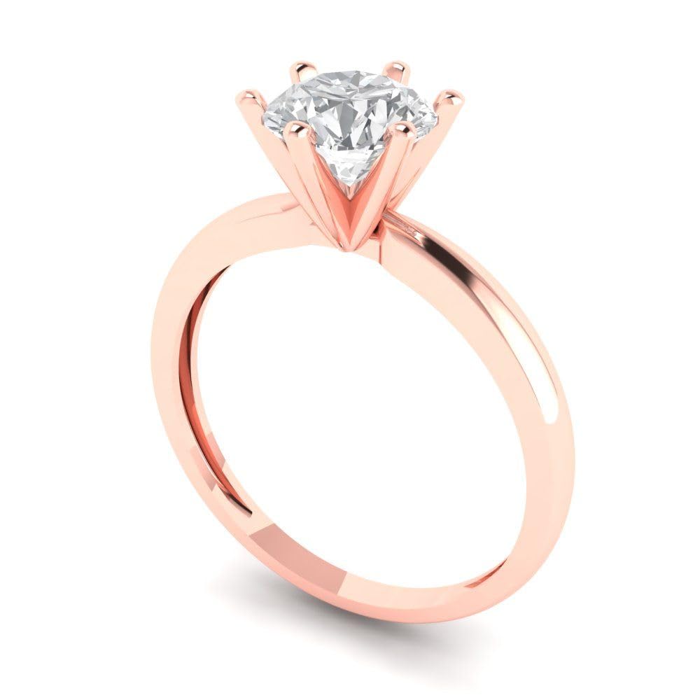1.0 Ct Brilliant Round Cut Clear Simulated Diamond 14K Rose Gold Solitaire Ring for Engagement, Promise, Bridal & Anniversary - Perfect for Proposals, Weddings & Romantic Gifts