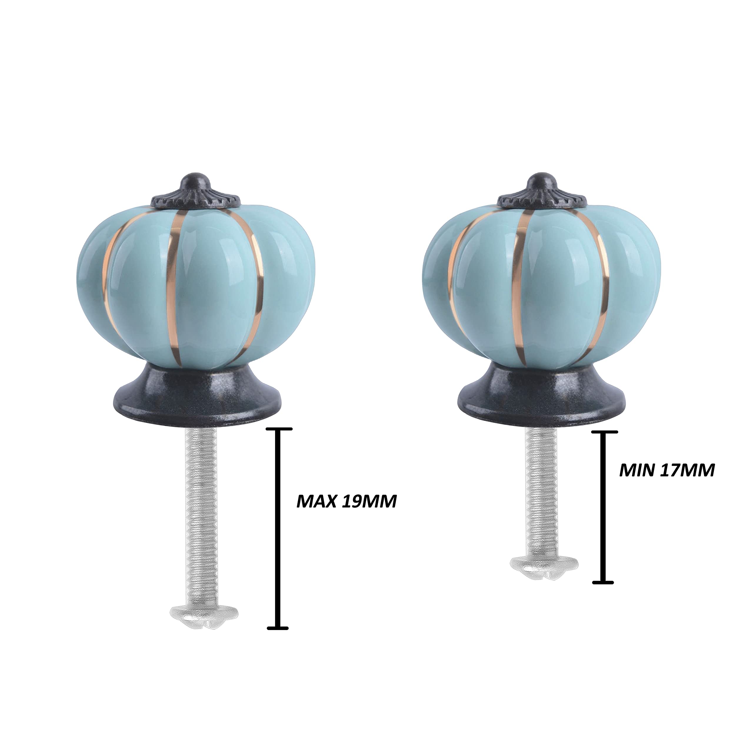 Wolfteeth Fall Decor Pumpkin Cabinet Knobs - Ceramic Drawer Pulls for Kitchen Cabinets & Furniture (Sky Blue, 6-Pack) | Autumn Home Decor, Thanksgiving & Halloween Decorative Hardware