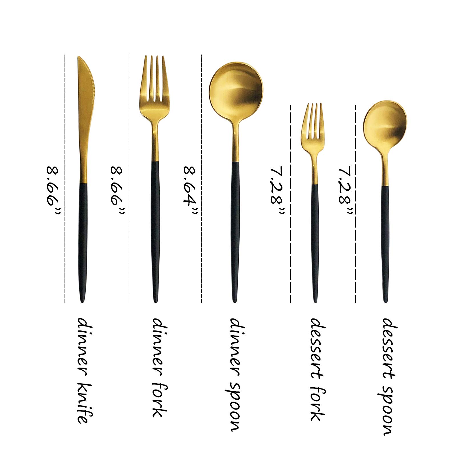 Premium 18/10 Stainless Steel Flatware Set - Matte Gold & Black 10-Piece Silverware Set for 2 - Hand-Polished Satin Finish Cutlery - Dishwasher Safe Utensils for Home, Restaurant & Dinner Parties - Elegant Tableware for Weddings, Holidays & Fine Dining