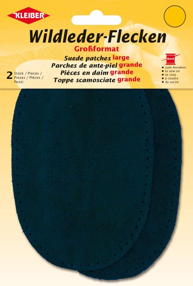 Kleiber Navy Blue Suede Sew-On Trouser & Arm Patches - Large Size for DIY Clothing Repair, Custom Jacket Embellishment, and Uniform Personalization