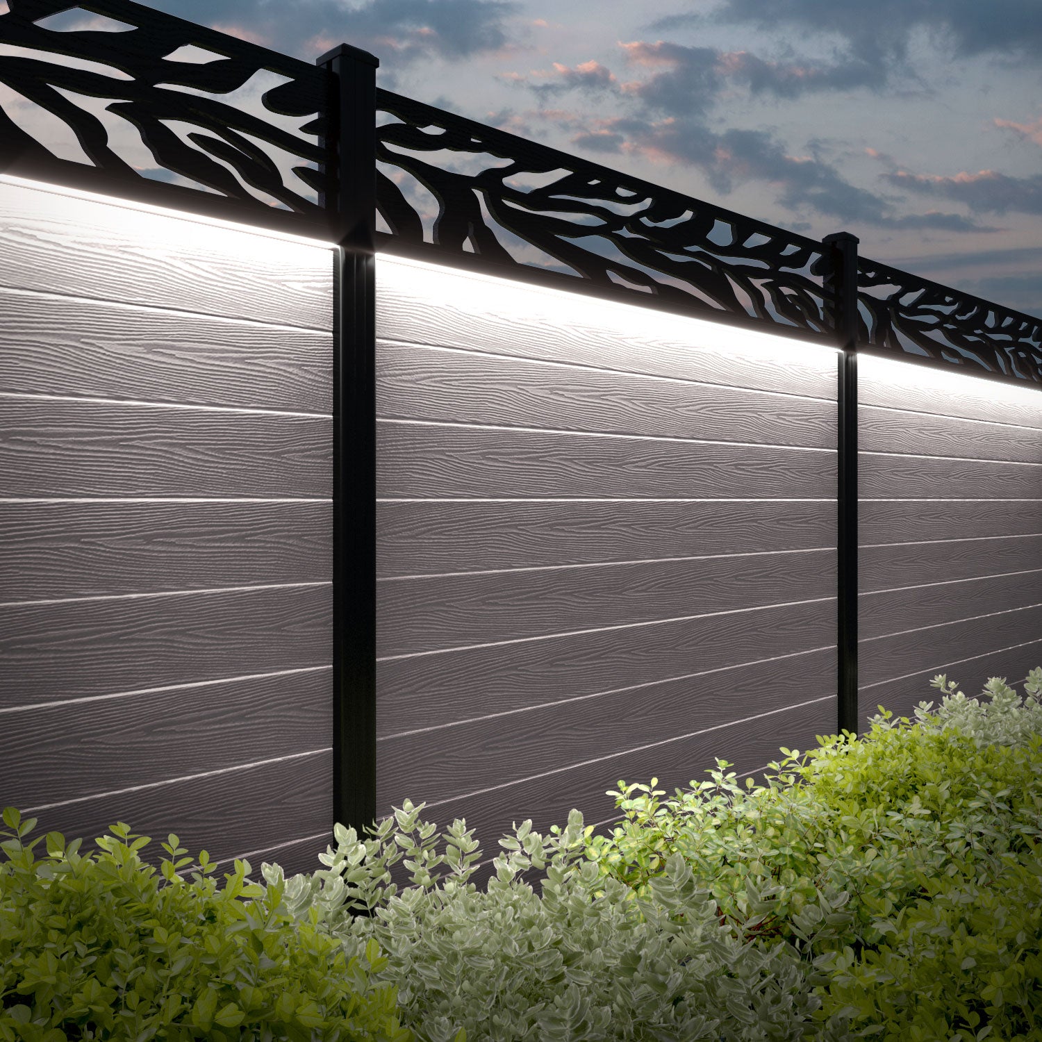 Classic Malawi Fence Panel - Mid Stone Color with Aluminum Posts | Durable Outdoor Privacy Fence for Garden, Yard, and Pool Area Protection