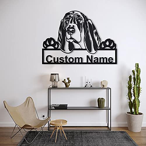 Custom Basset Hound Metal Sign - Personalized Dog Wall Art Decor | Funny Basset Hound Gift for Pet Lovers | Unique Animal-Themed Home & Office Decoration | Perfect for Living Room, Bedroom or Man Cave