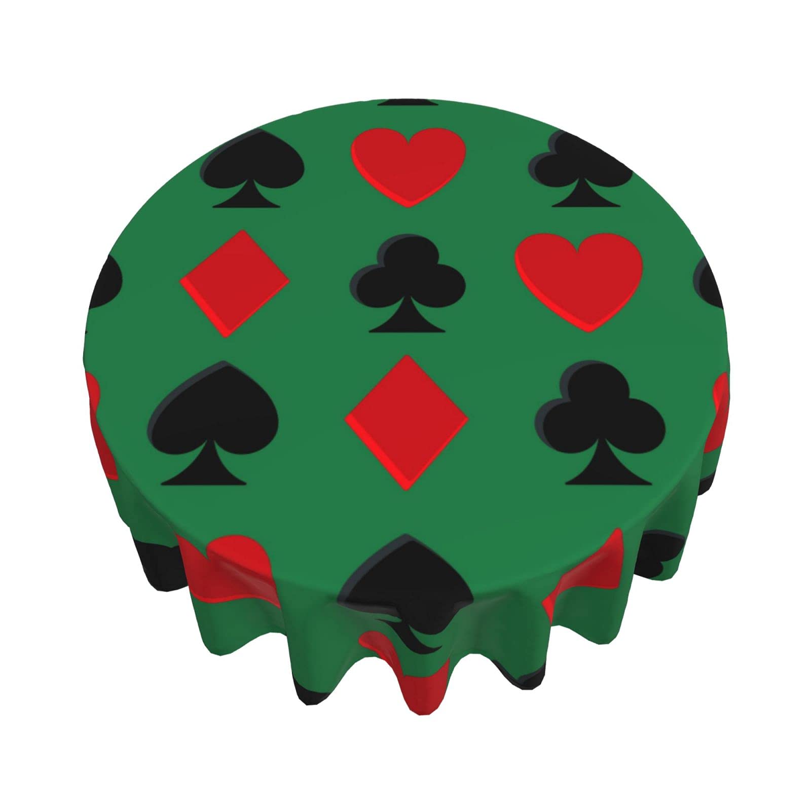 Waterproof 60 Inch Round Tablecloth - Durable Playing Cards Design for Outdoor Patio, Picnic, Wedding & Indoor Kitchen Decor - Perfect for Parties, Dinner & Special Events