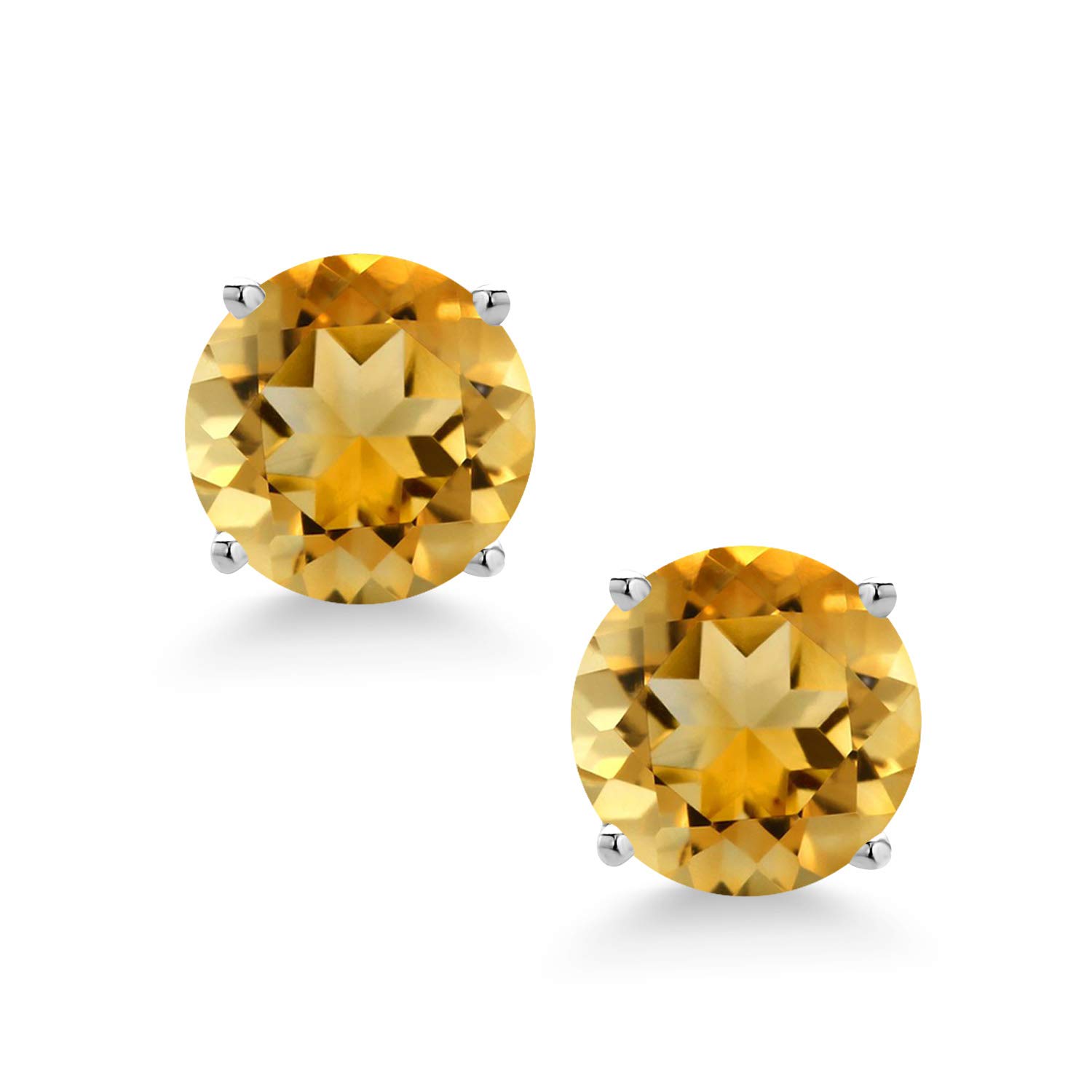 14K White Gold 6MM Round Birthstone Stud Earrings for Women & Men | Screw Back Gemstone Earrings | Perfect Gift for Birthday, Anniversary & Special Occasions