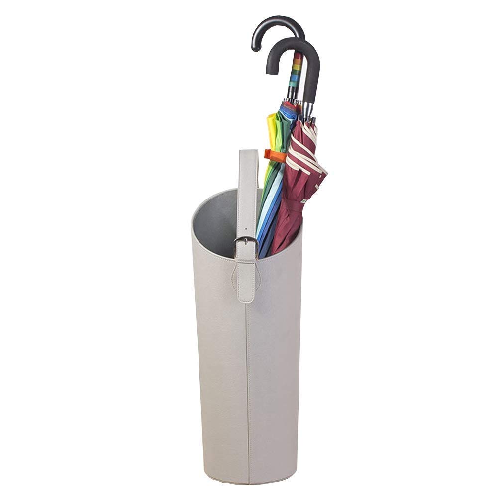 THj PU Leather Umbrella Stand - Creative Fashion Floor-Standing Umbrella Holder with Drain - Waterproof Flower Arrangement Bucket for Home, Office & Entryway Decor