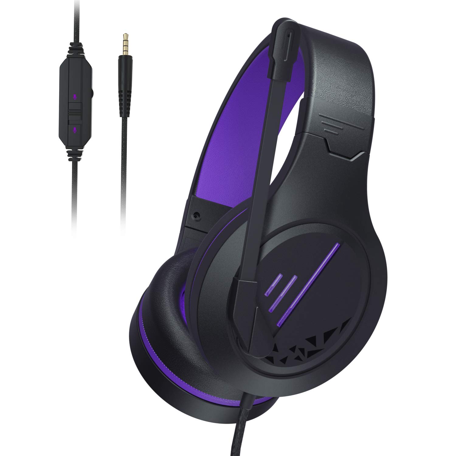 Anivia Stereo Gaming Headset with Mic - Noise Cancelling Over Ear Headphones for PS4, PS5, Xbox One, PC, Nintendo Switch, Laptop & Mac - Soft Memory Earmuffs for Immersive Gaming & Online Meetings (Purple)