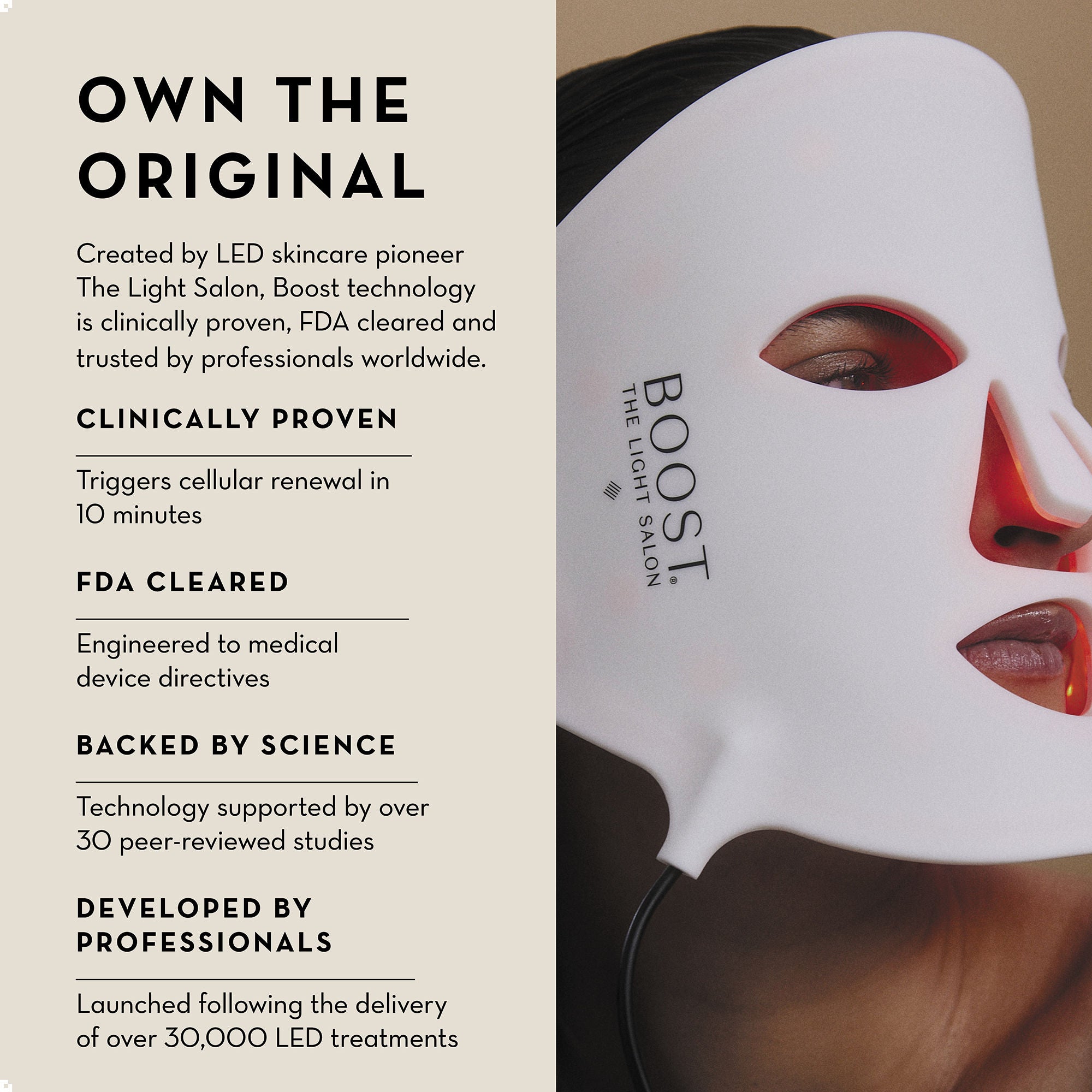 The Light Salon Boost LED Face Mask for Skin Rejuvenation - Red Light Therapy for Anti-Aging & Acne Treatment - Perfect for At-Home Skincare Routine & Spa Days
