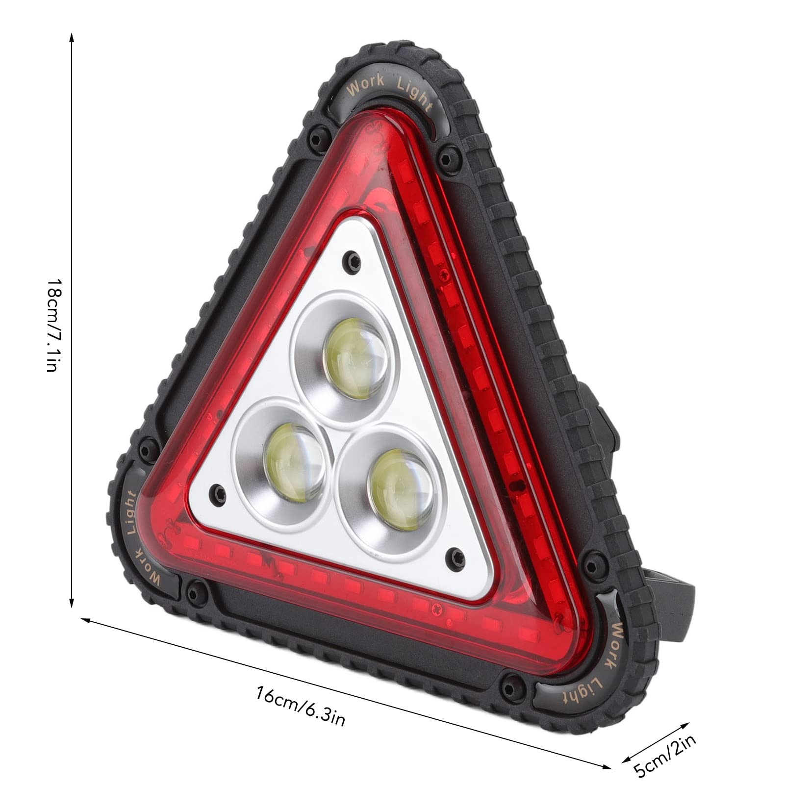 Haofy COB LED Work Light with USB Charging - Multifunctional Red Floodlight for Car Repair, Emergency Warning & Roadside Assistance - Durable Triangle Light for Mechanics, Truck Drivers & Emergency Kits