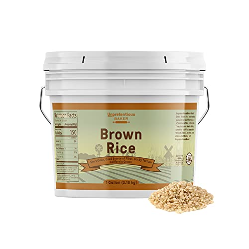 Organic Short Grain Brown Rice by Unpretentious Baker - 1 Gallon Bulk Size | Gluten Free, Vegan, Non-GMO | Perfect for Meal Prep, Healthy Cooking & Asian Cuisine