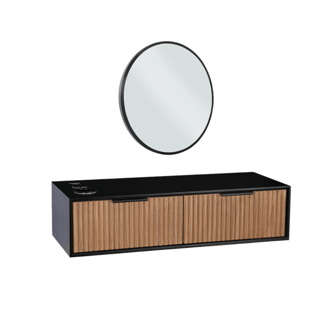 Black Tambour Wall Mounted Station - Stylish and Functional Wall Organizer for Home, Office, or Entryway Storage