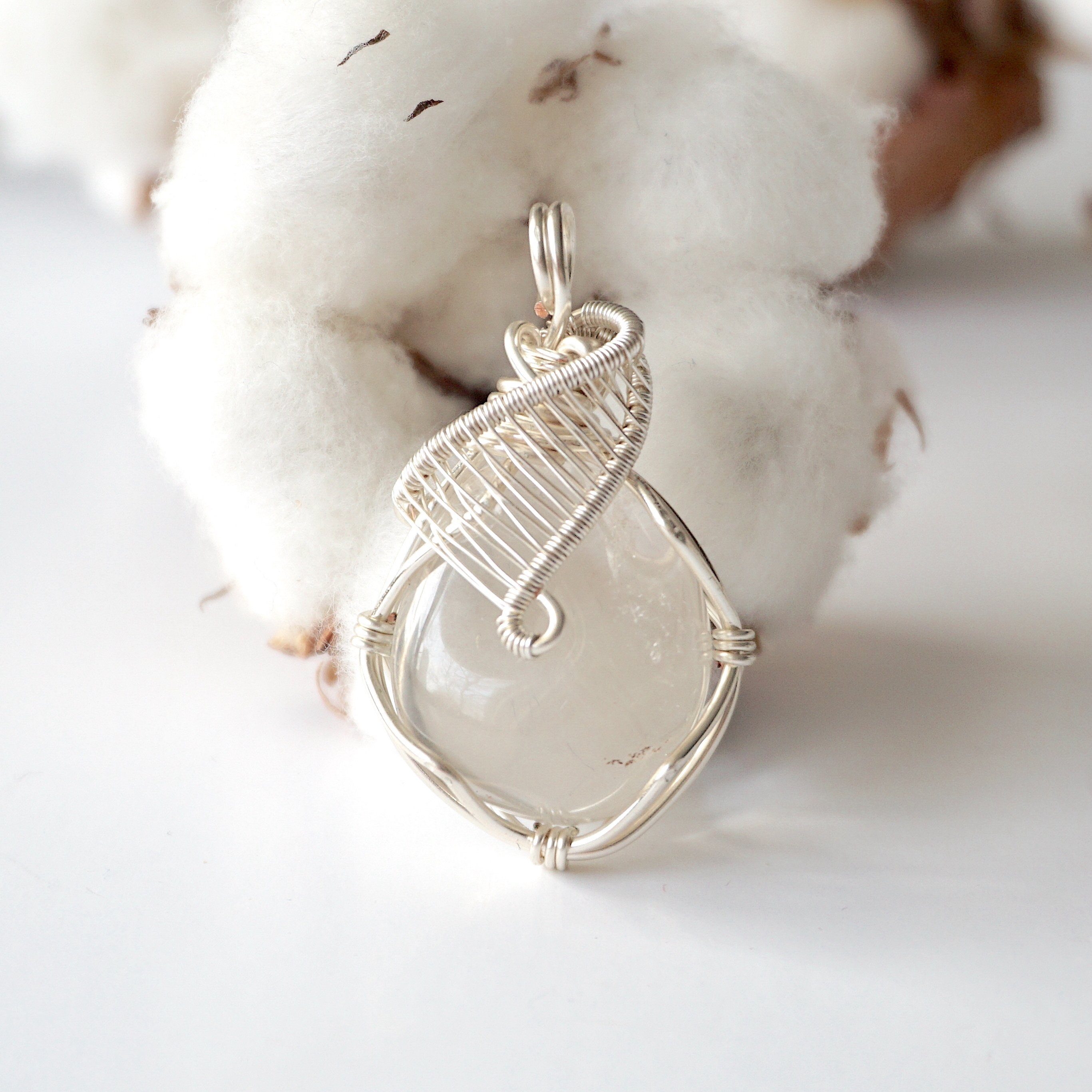 Rock Crystal Silver Pendant Necklace - Clear Quartz Healing Stone Jewelry for Women, Gift for Her | Spiritual Protection, Meditation & Energy Balancing