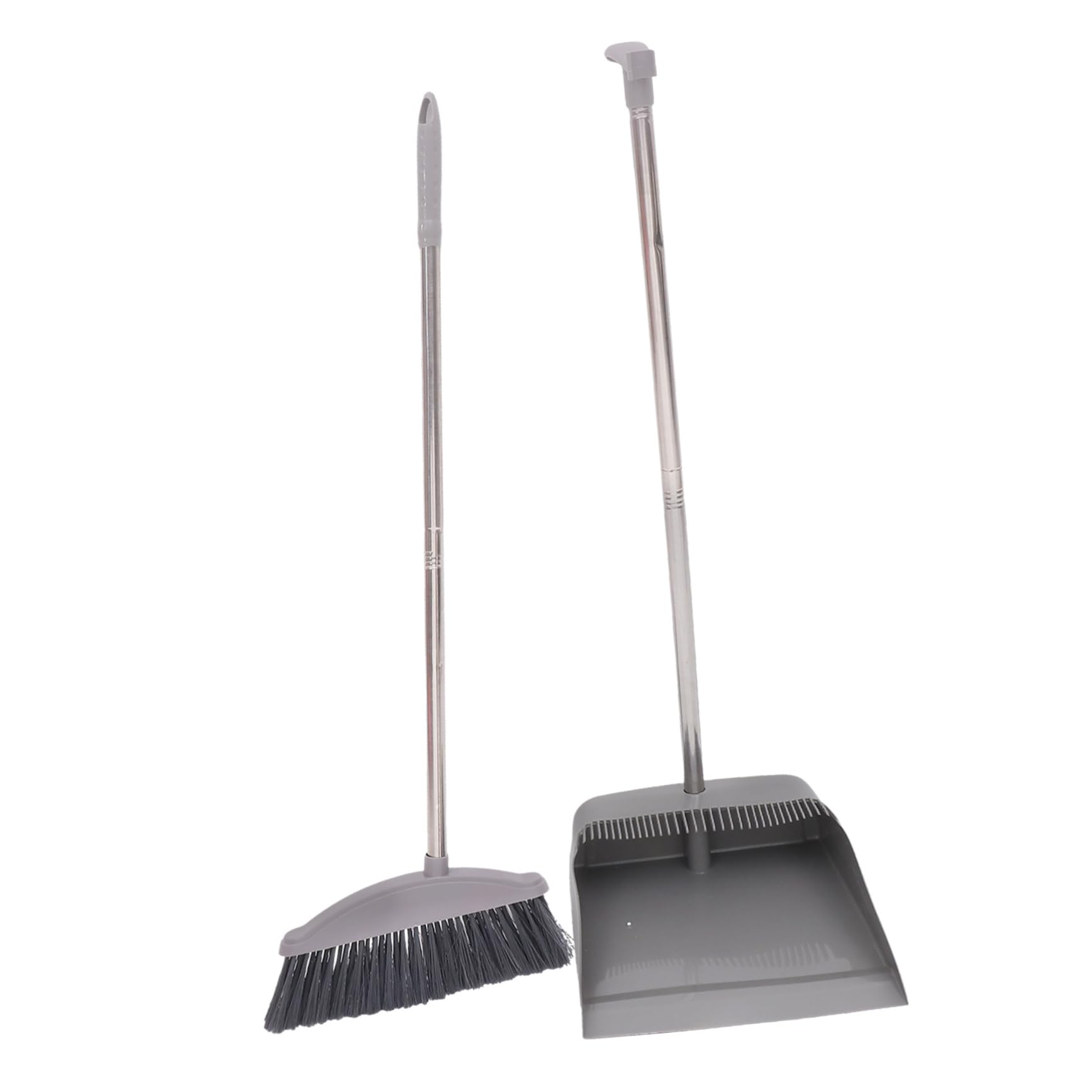 HEALLILY Outdoor Dustpan and Broom Set - Long Handle Stainless Steel Dustpan with Brush for Lobby, Room Cleaning, and Household Use - Ideal for Sweeping Floors, Patios, and Child-Friendly Areas
