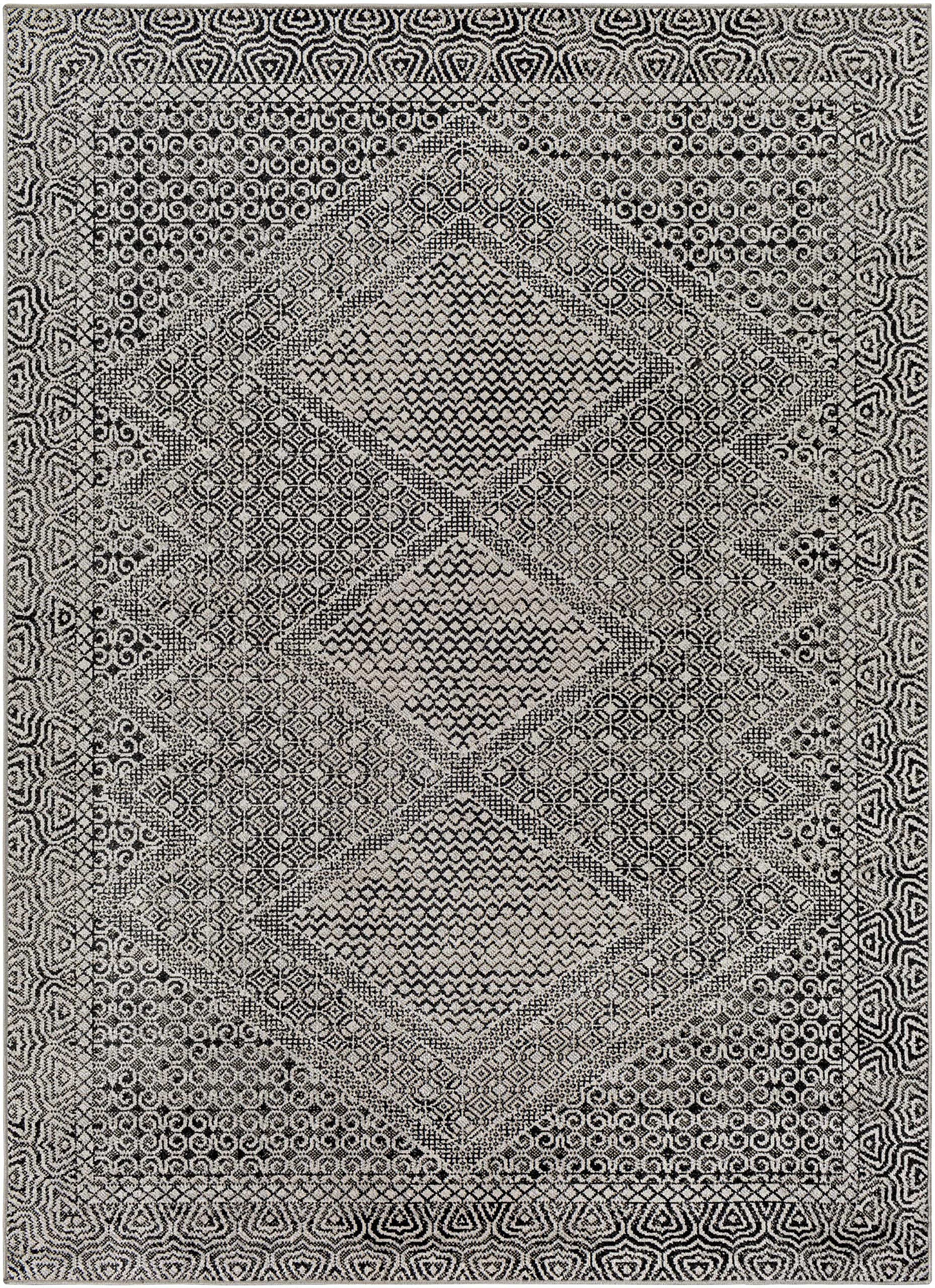 Hauteloom Consuelo Machine Washable Area Rug - Soft Black & Gray Modern Rug for Living Room, Bedroom - 6'7