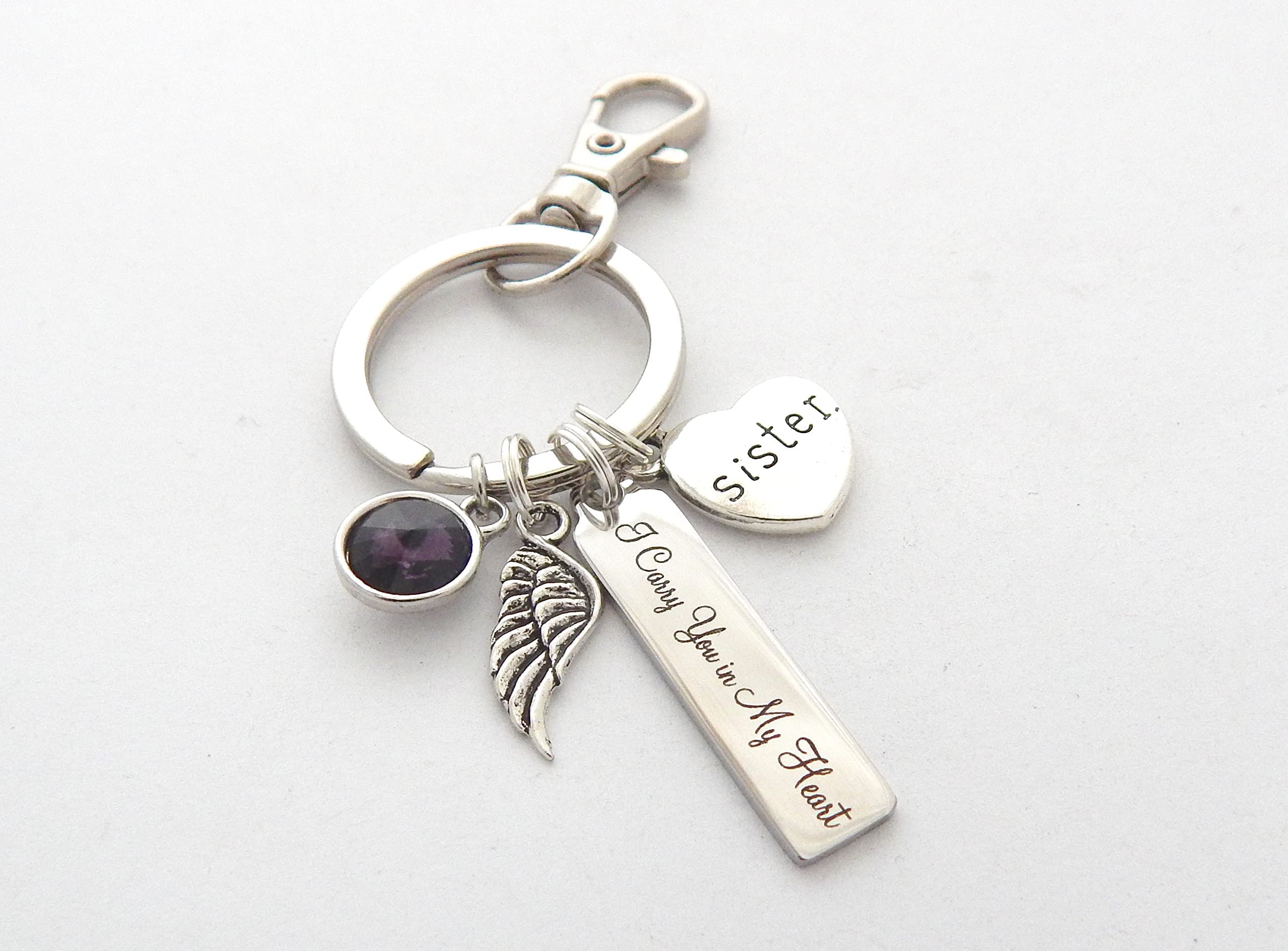 Memorial Keychain for Brother - Sympathy Gift for Loss of Son, Mom Remembrance Keychain with Angel Wing - 'I Carry You in My Heart' Engraved - Perfect for Funeral, Memorial Service & Keeping Loved Ones Close