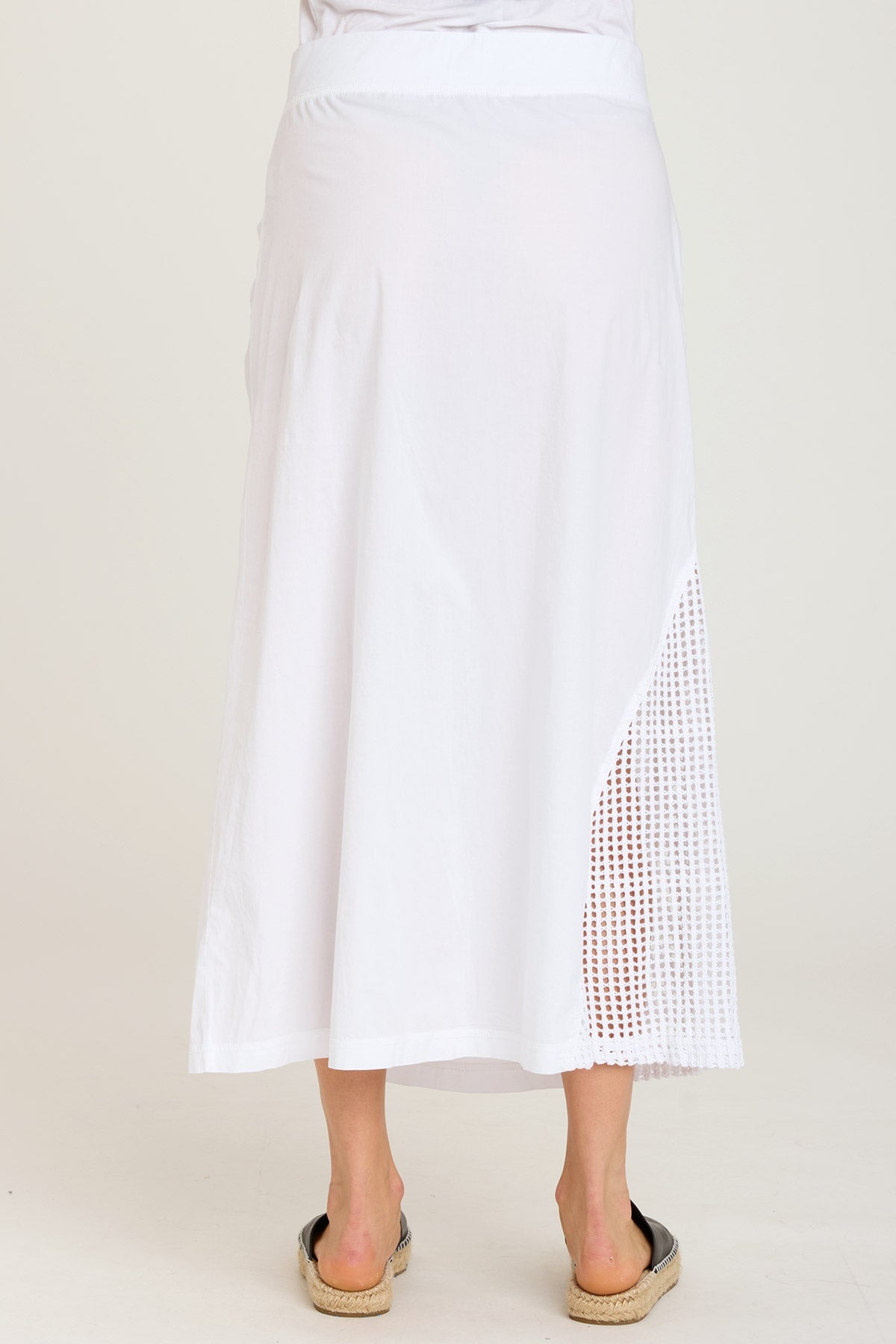 Rorelle Women's White Flowy Midi Skirt - Elegant A-Line Design for Casual Wear, Office & Summer Outfits