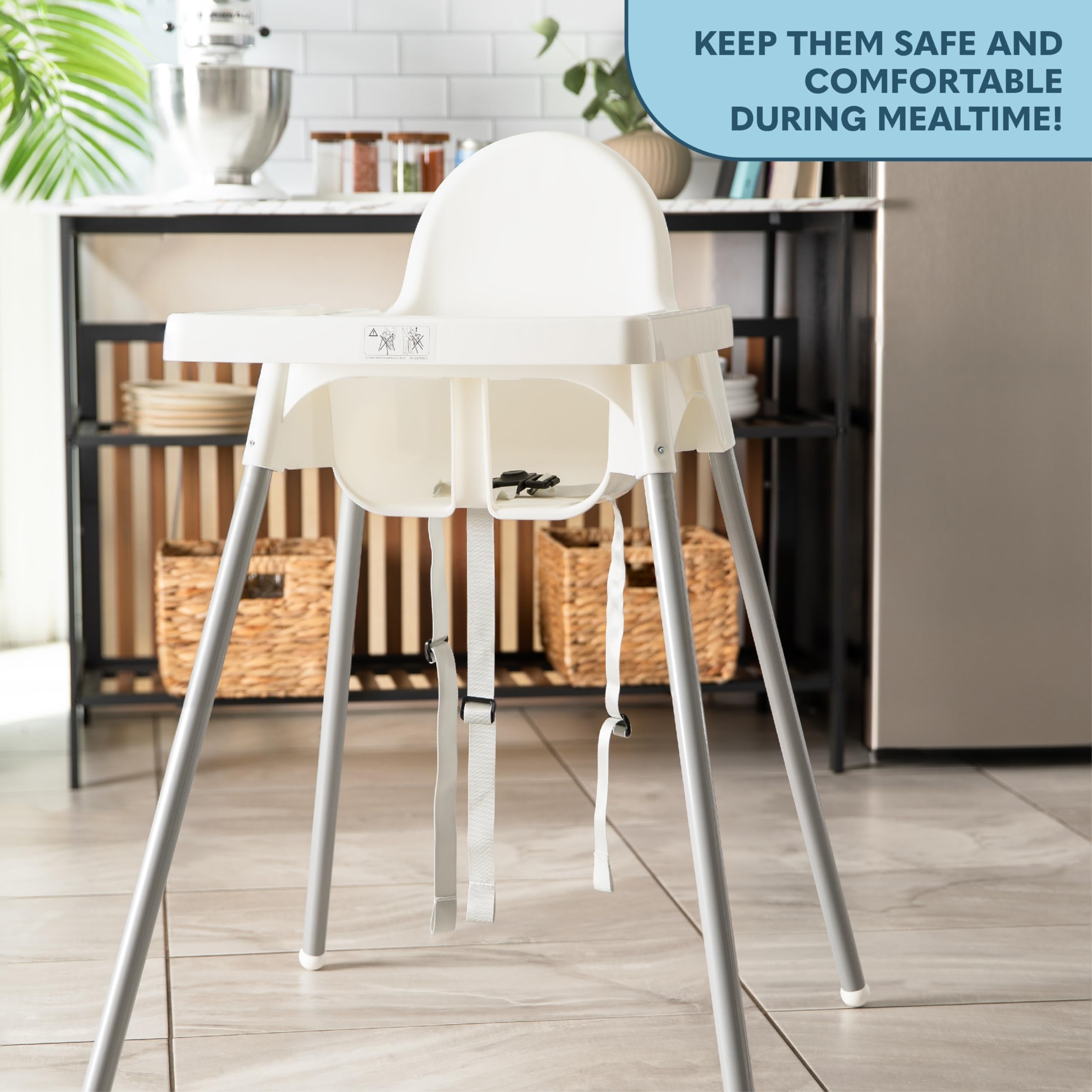 IKEA Antilop High Chair Replacement Straps - Heavy Duty 3-Point Harness Seat Belt for Baby, Adjustable Durable Polyester Safety Straps, Soft & Comfortable for Infant Skin (Gray) - Perfect for Dining, Feeding, and Toddler Safety at Home