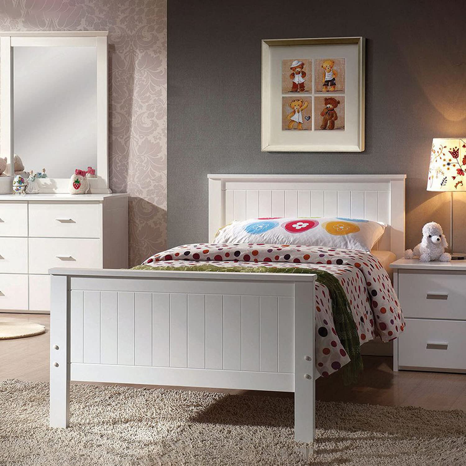Solid Wood Platform Bed Frame with Headboard & Footboard - No Box Spring Needed, Sturdy Wooden Slat Support for Kids, Teens & Adults | Perfect for Modern Bedrooms, Guest Rooms & Dormitories
