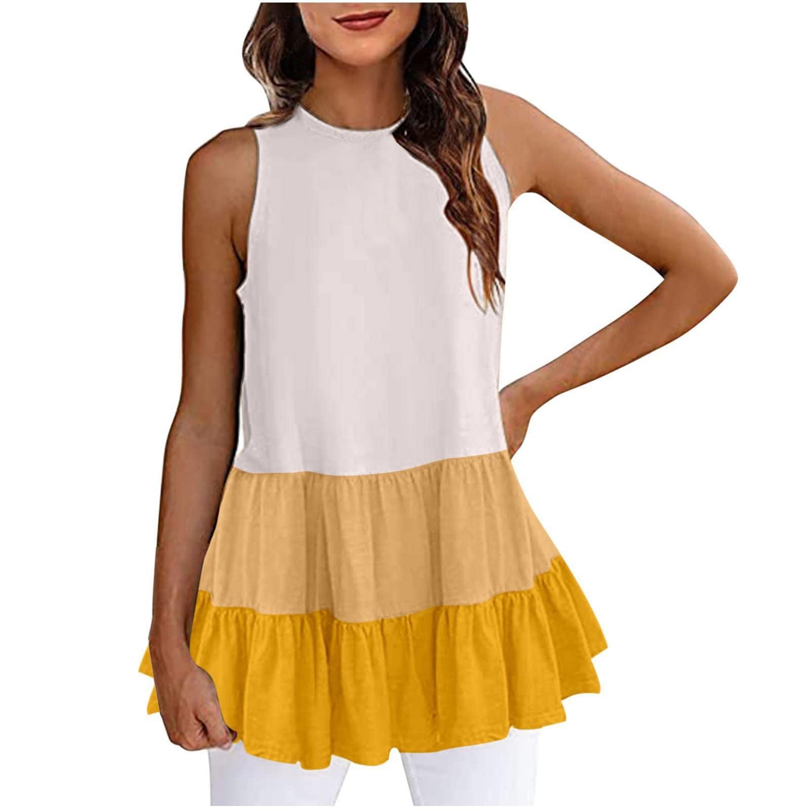Women's Flowy Tank Top - Sleeveless Crew Neck Babydoll Casual Tunic Blouse | Loose Fitting Summer Shirts for Beach, Yoga & Everyday Wear