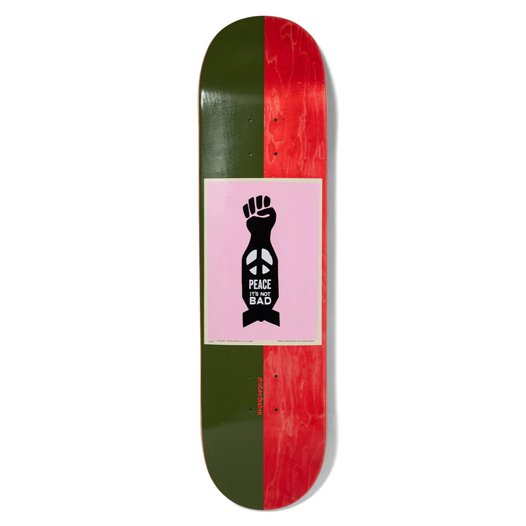 Premium Chocolate Trahan Peace Not Bad Skateboard Deck 8.25