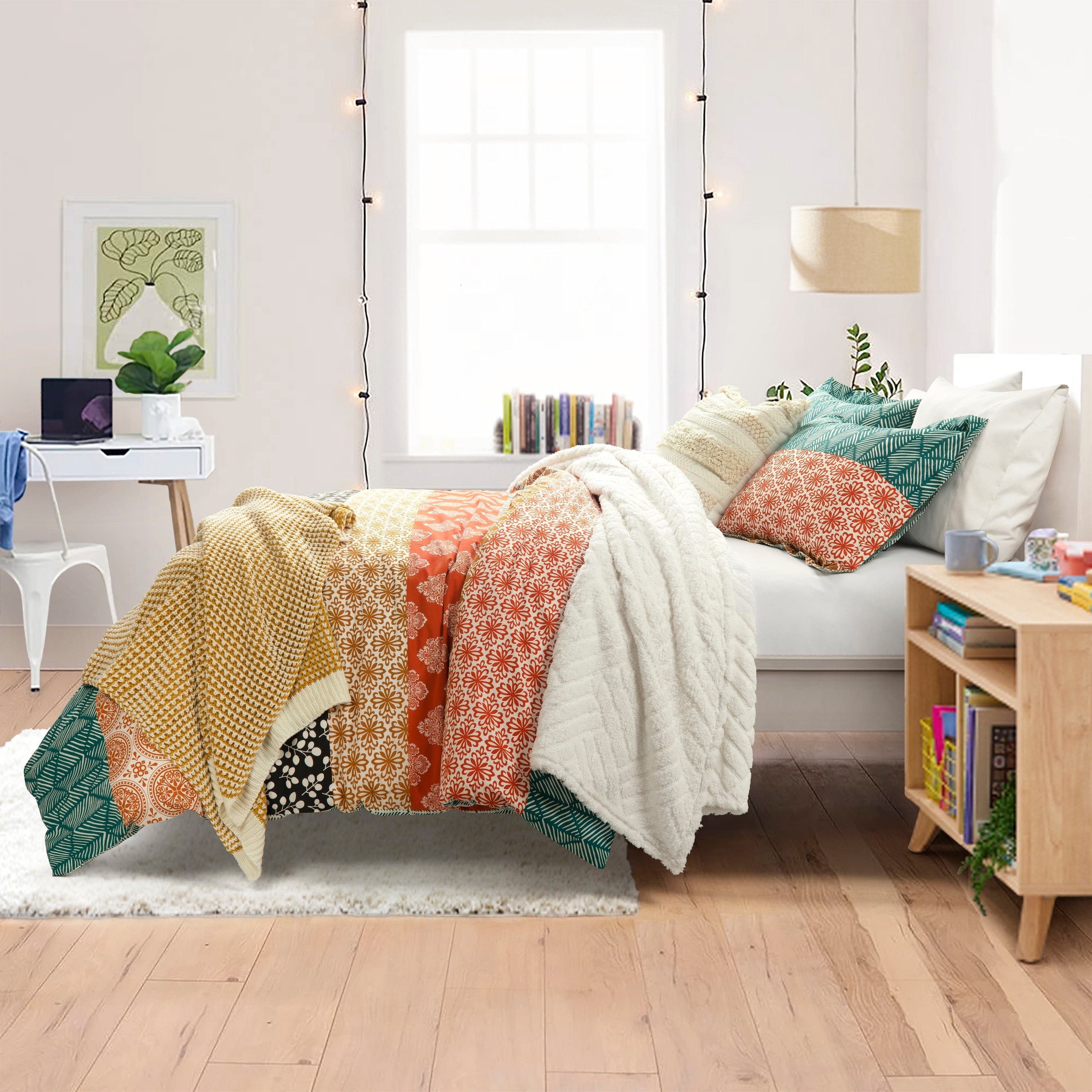 Bohemian Stripe Cotton Reversible Duvet Cover Set - King Size, 3-Piece Bedding Set with Pillowcases - Soft & Breathable for All Seasons - Perfect for Boho Chic, Farmhouse & Modern Bedroom Decor